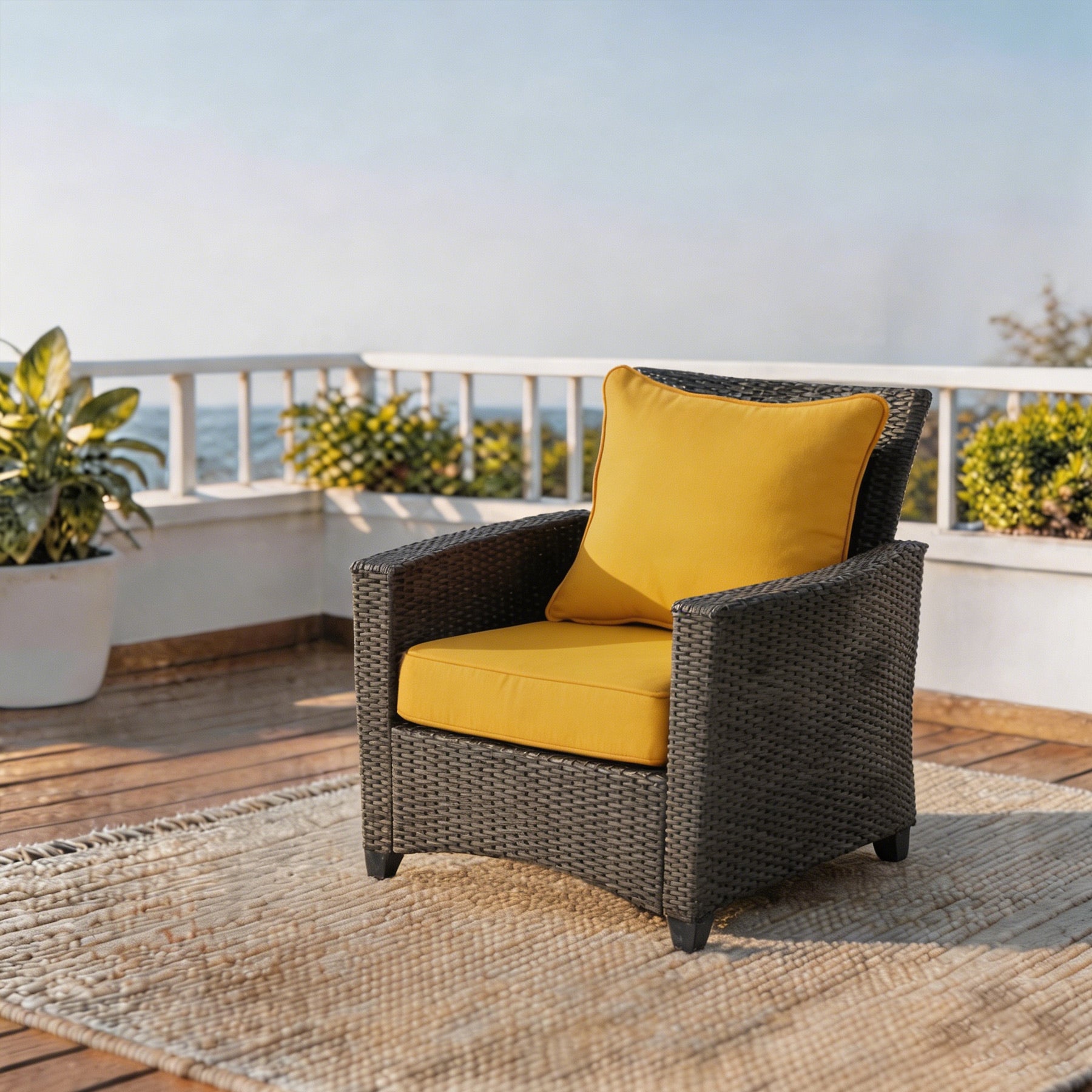 GoodGoods Deep Seat Outdoor Cushion Set 24x24 in - Yellow lifestyle and product view 3
