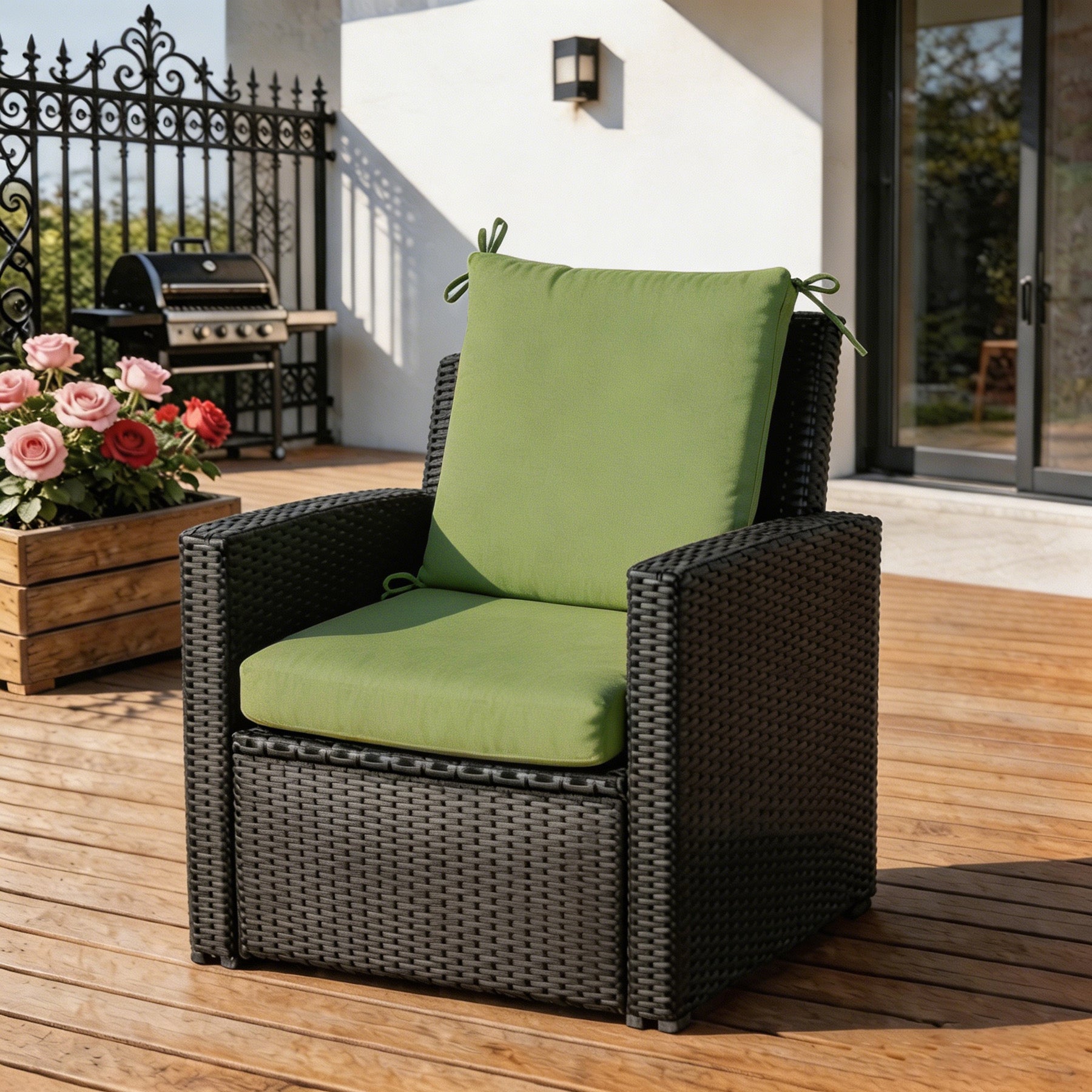 GoodGoods Outdoor High-Back Chair Cushion 22x44 in - Light Green lifestyle and product view 4