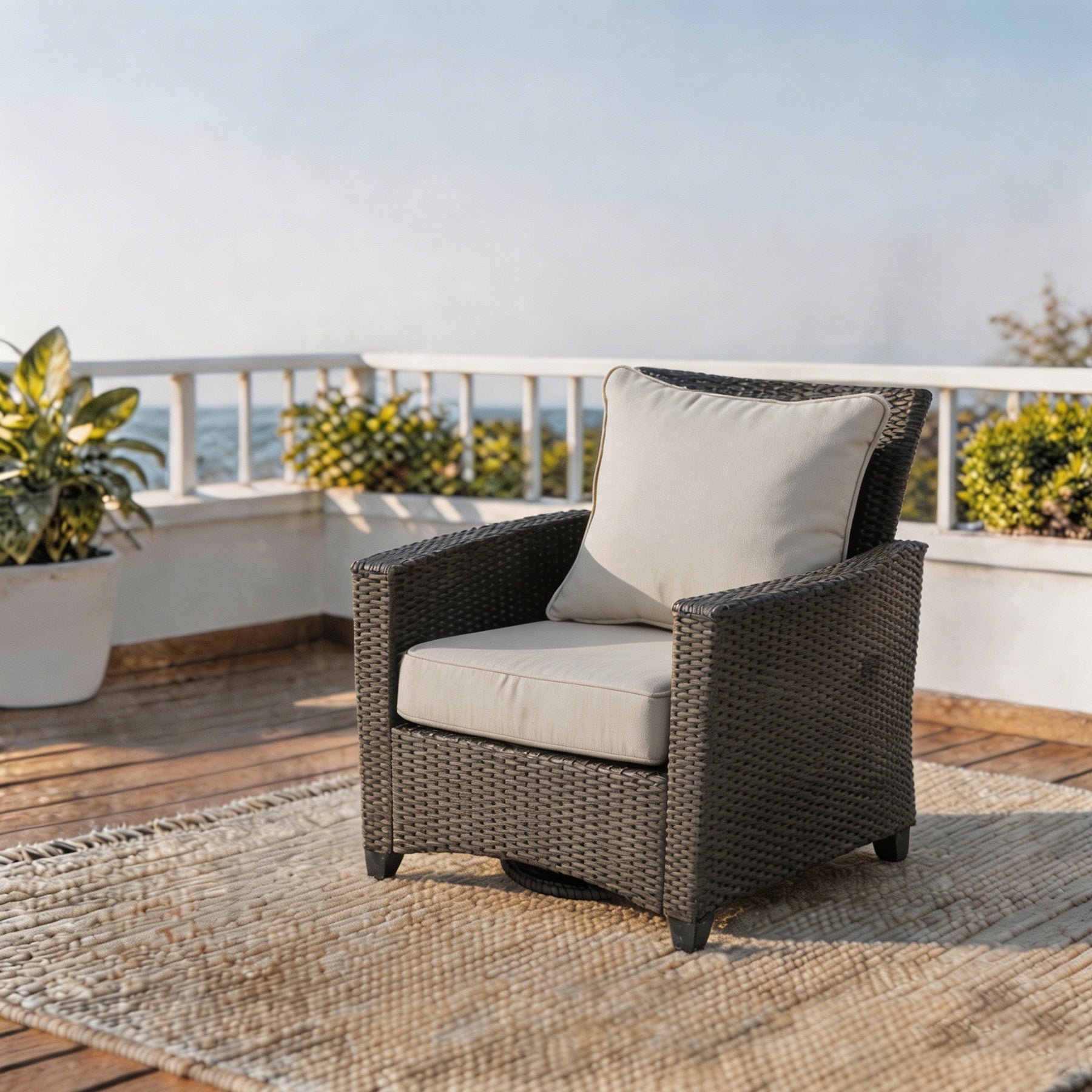 GoodGoods Deep Seat Outdoor Cushion Set 24x24 in - Beige lifestyle and product view 3