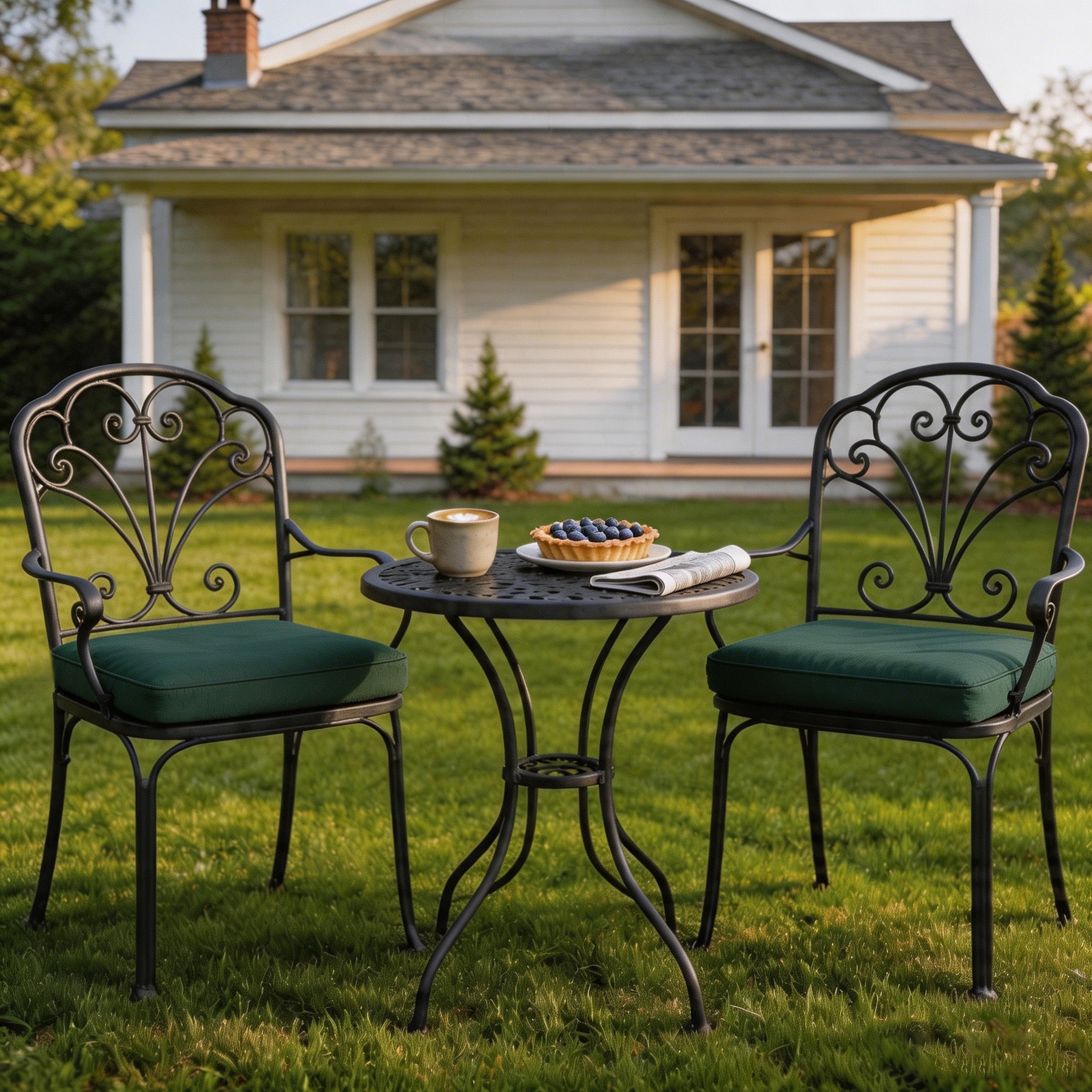 GoodGoods Outdoor Seat Cushion 20x20 in - Deep Green lifestyle and product view 5