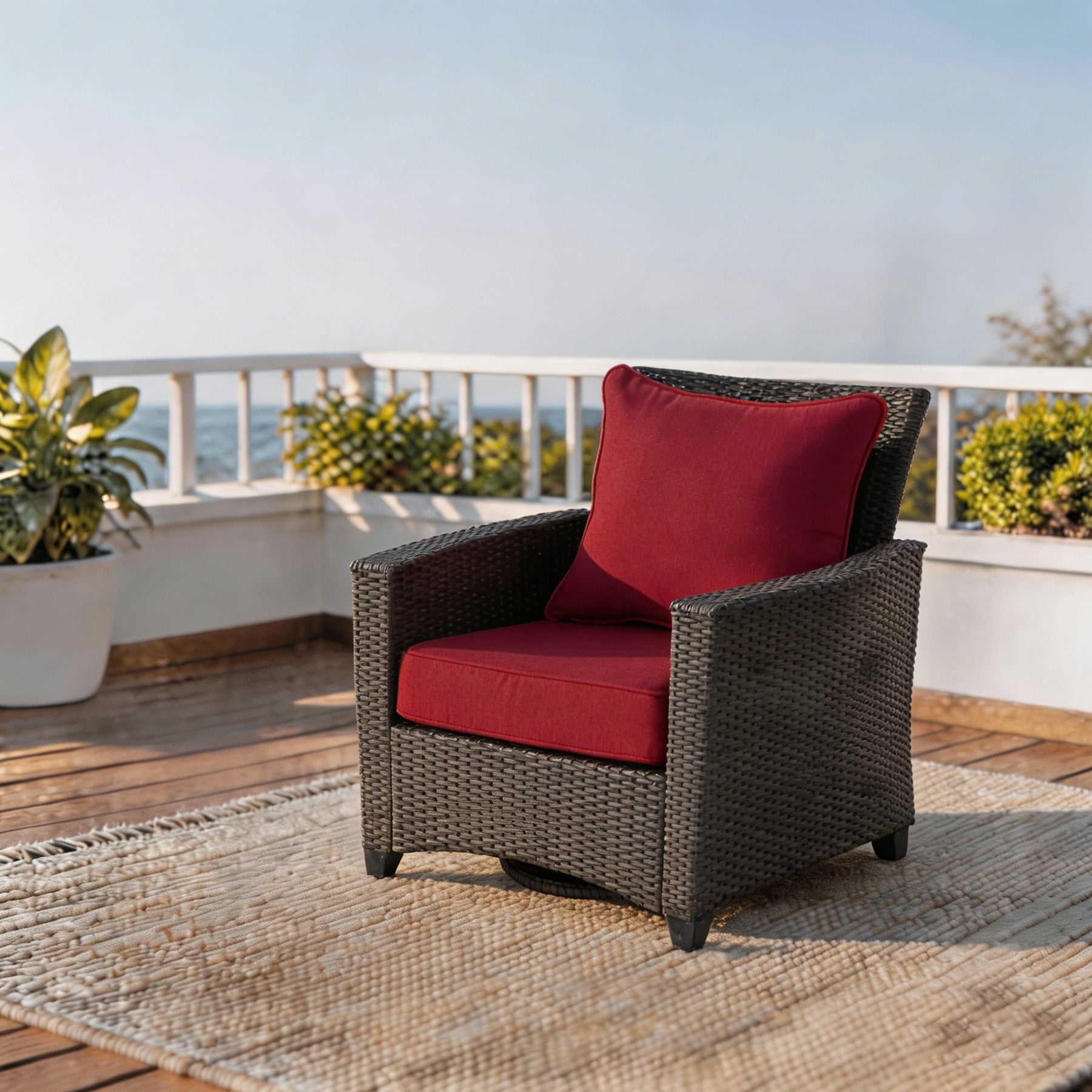 GoodGoods Deep Seat Outdoor Cushion Set 24x24 in - Red lifestyle and product view 3