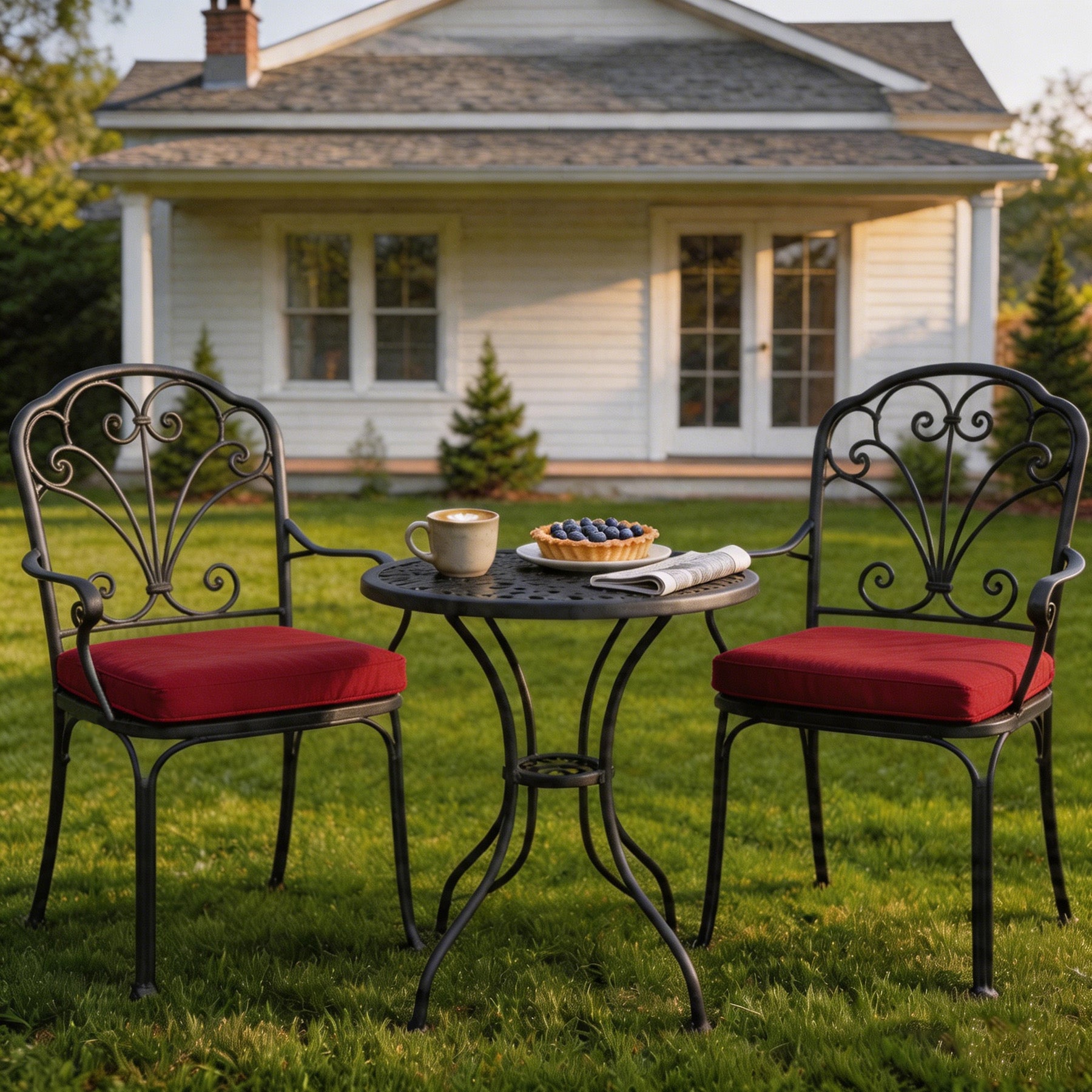 GoodGoods Outdoor Seat Cushion 22x22 in - Red lifestyle and product view 7