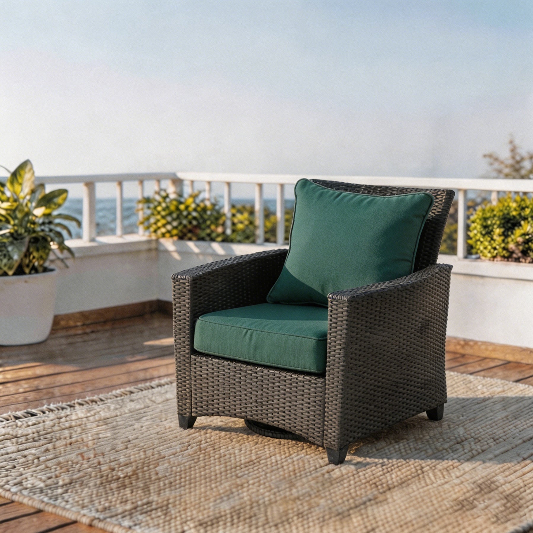 GoodGoods Deep Seat Outdoor Cushion Set 24x24 in - Deep Green lifestyle and product view 3