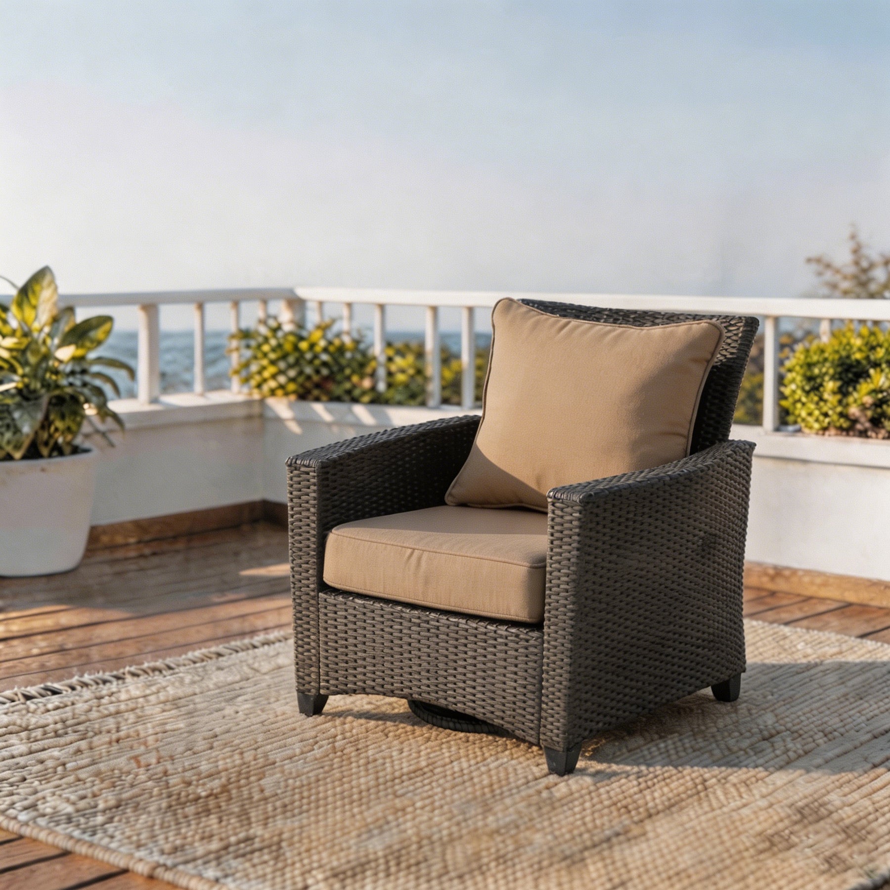 GoodGoods Deep Seat Outdoor Cushion Set 24x24 in - Brown lifestyle and product view 3