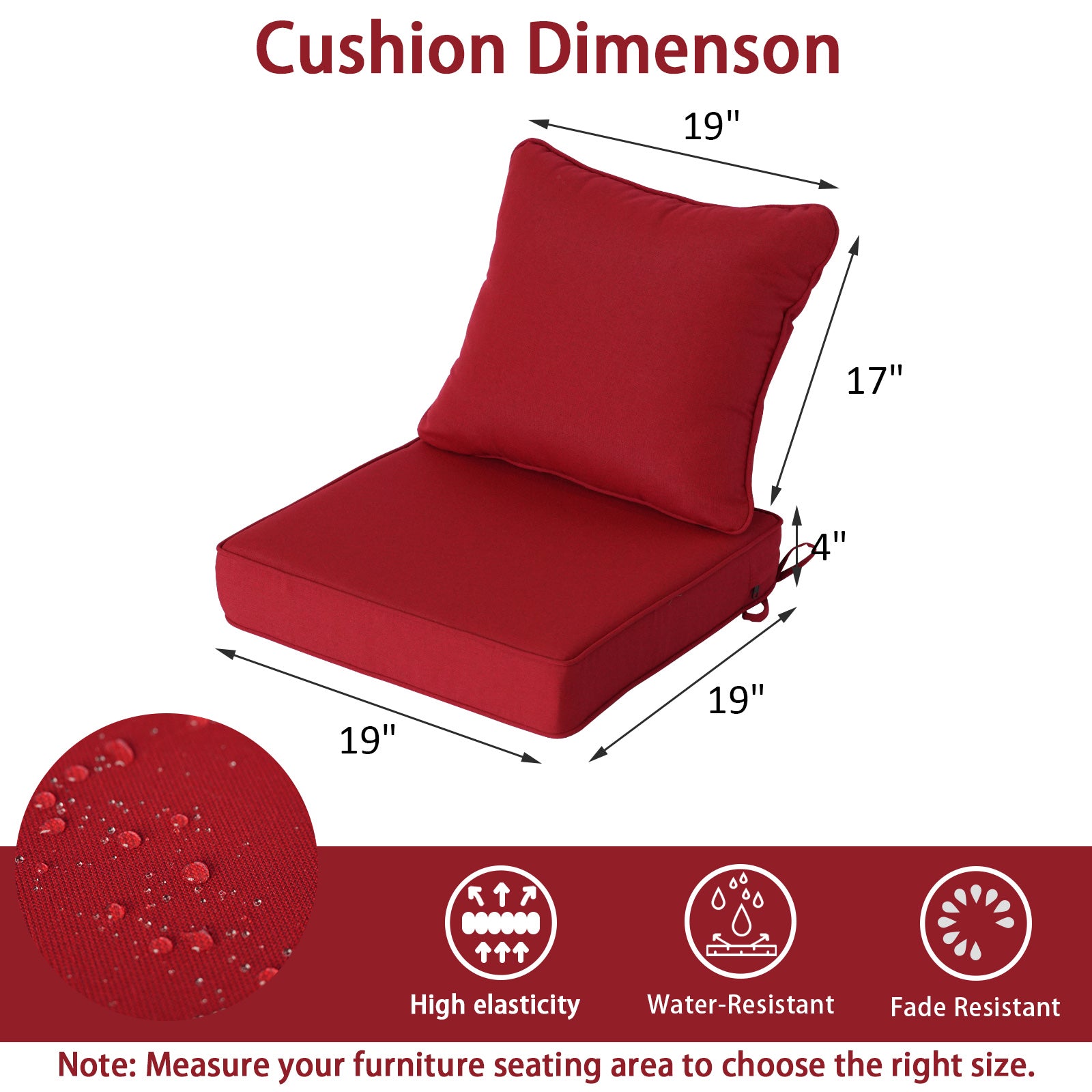 GoodGoods Deep Seat Outdoor Cushion Set 19x19 in - Red dimensions
