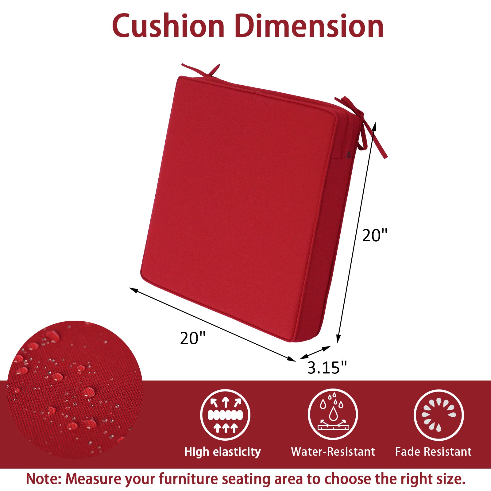 GoodGoods Outdoor Seat Cushion 20x20 in - Red - image 3