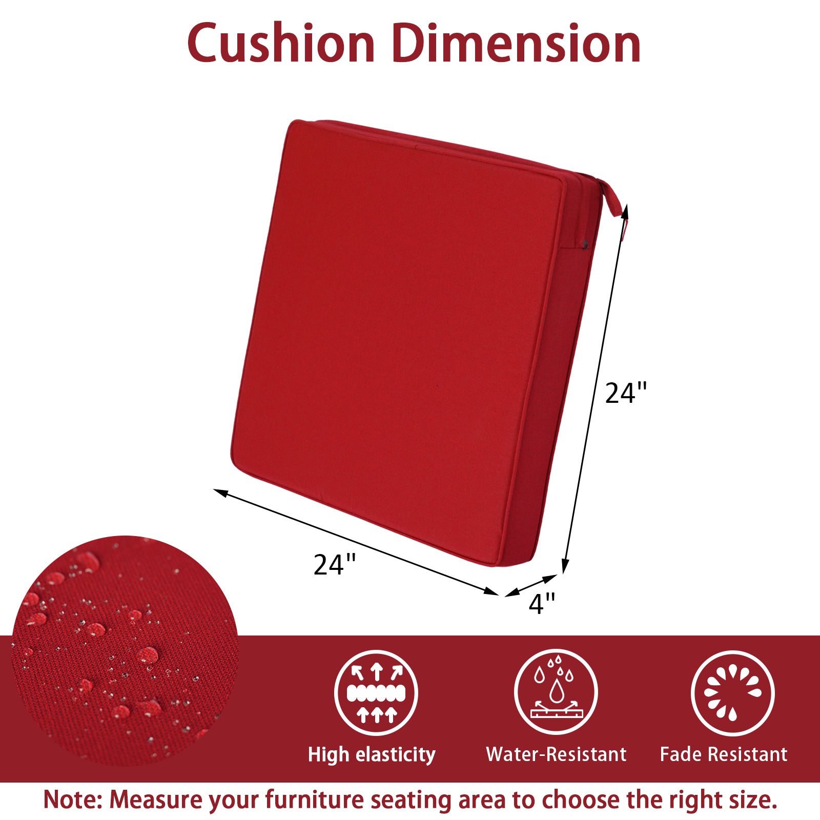 GoodGoods Outdoor Seat Cushion 24x24 in - Red dimensions