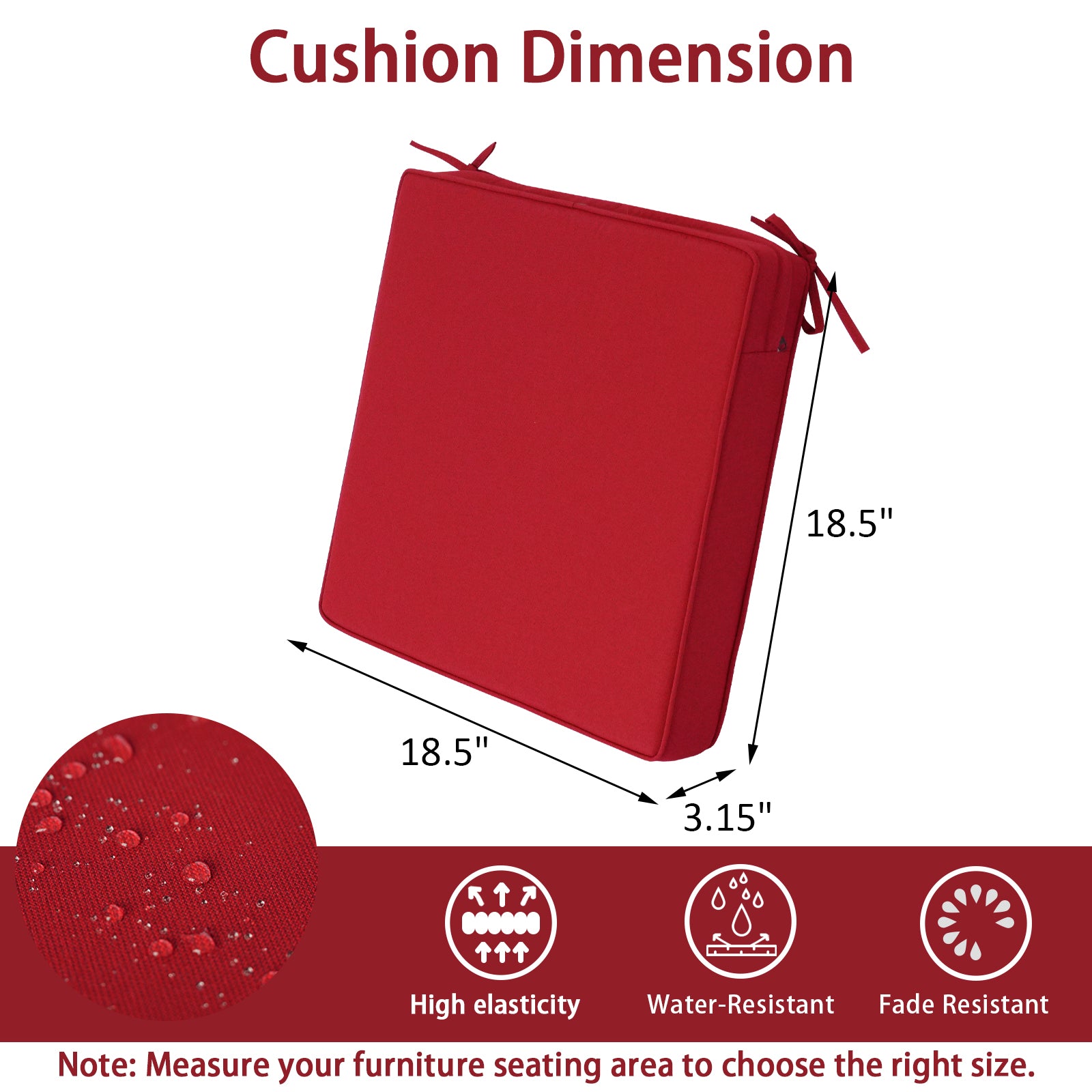 GoodGoods Outdoor Seat Cushion 18.5x18.5 in - Red - image 3