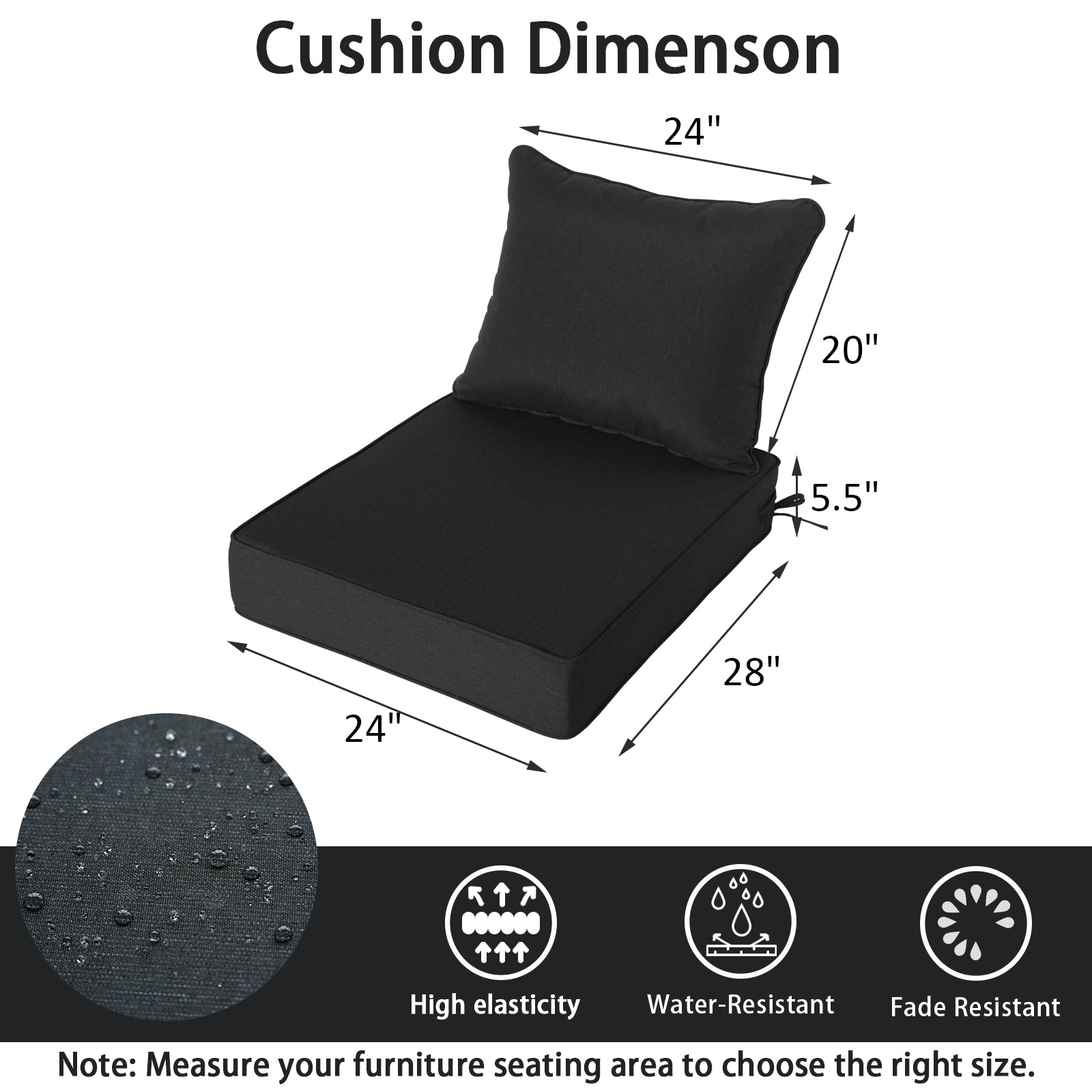 GoodGoods Deep Seat Outdoor Cushion Set 24x28 in - Dark Blue