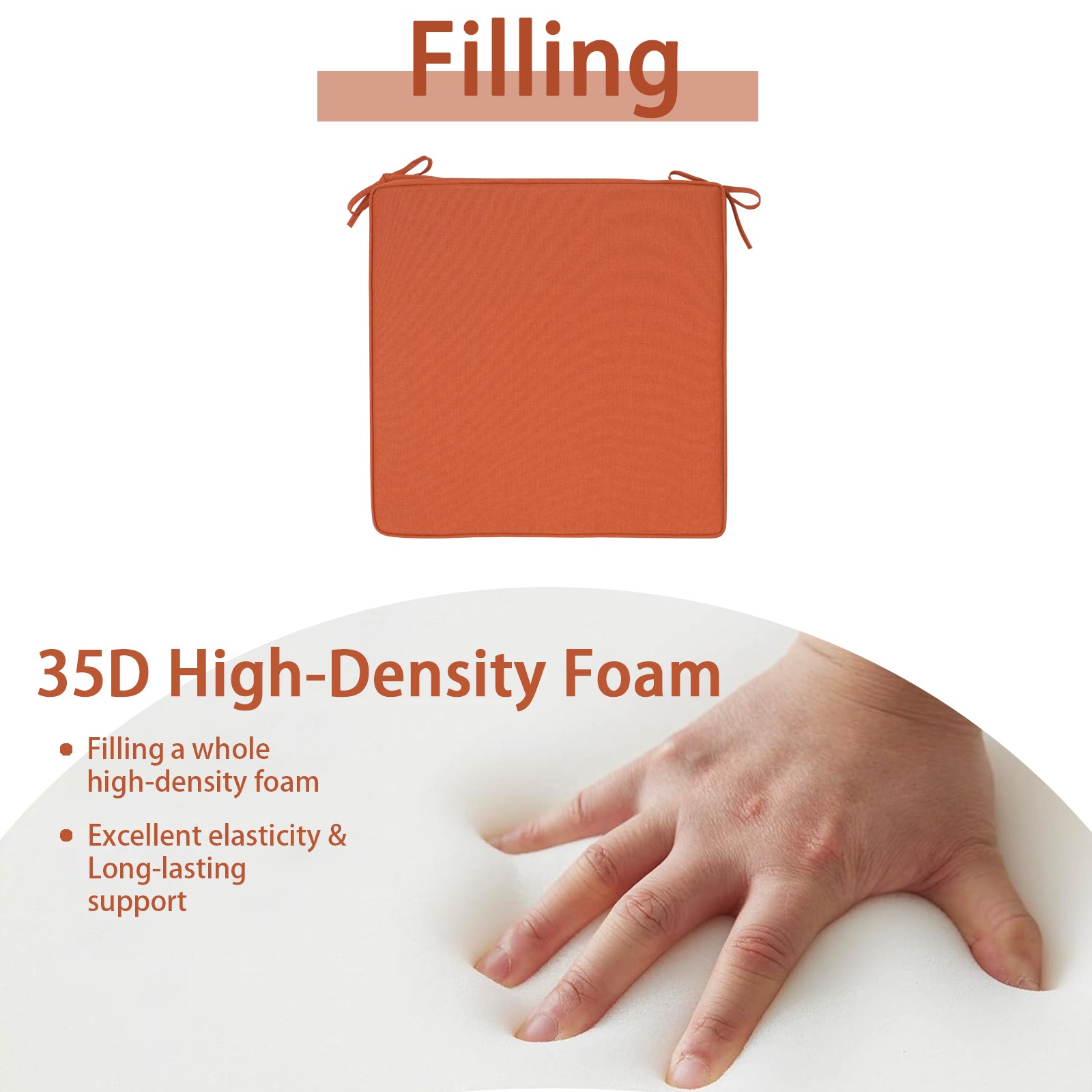 GoodGoods Outdoor Seat Cushion 22x22 in - Orange - image 4