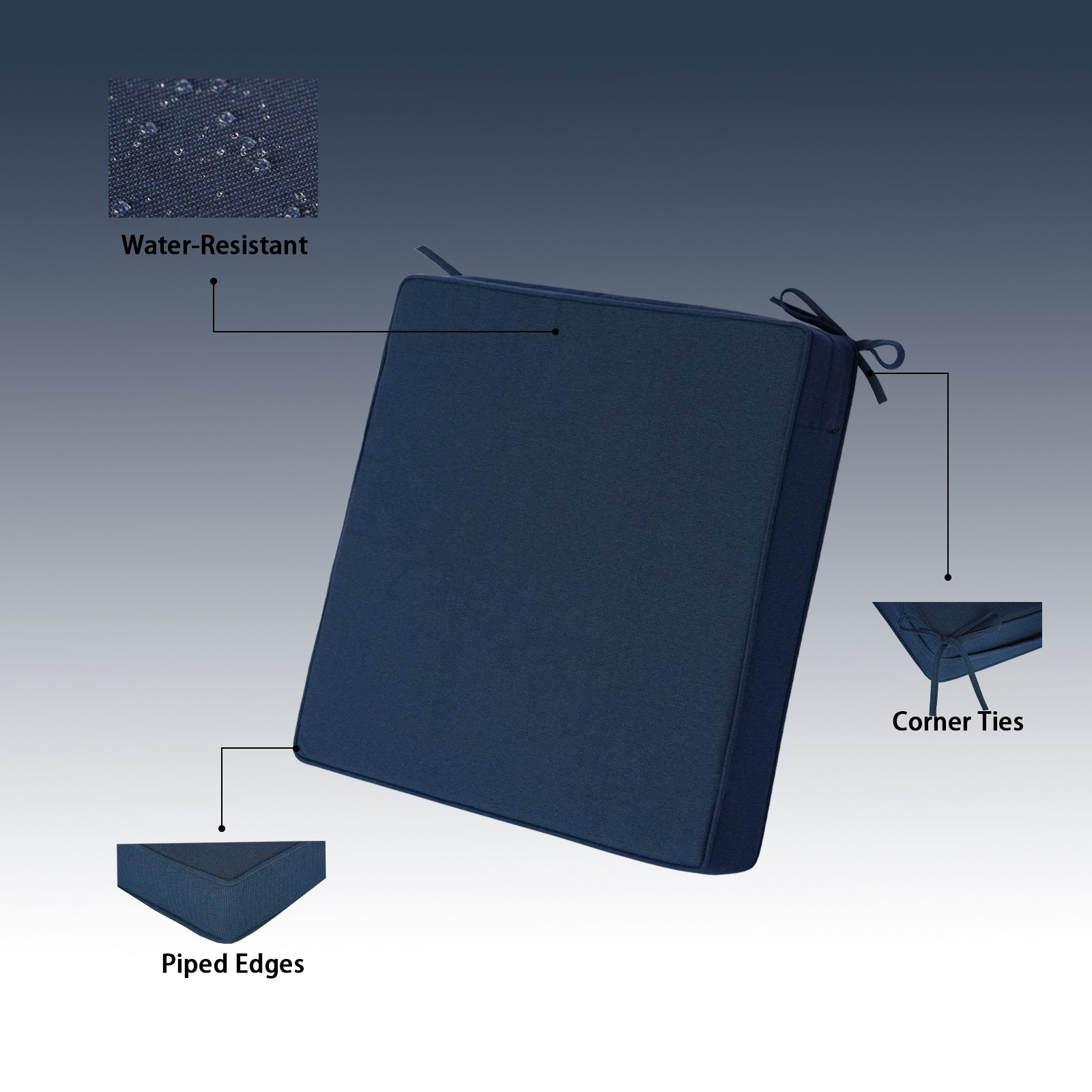 GoodGoods Outdoor Seat Cushion 22x22 in - Dark Blue - image 5