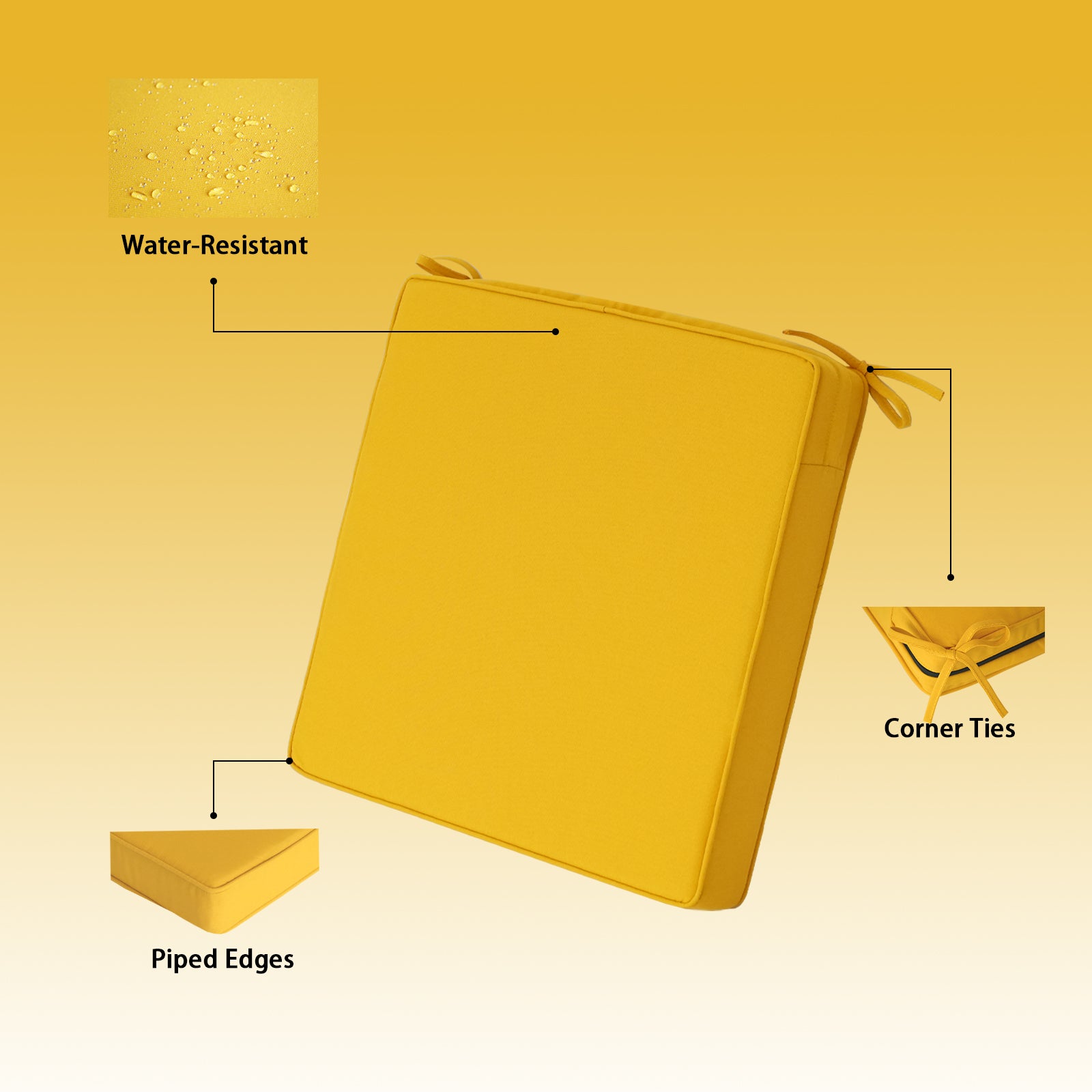 GoodGoods Outdoor Seat Cushion 20x20 in - Yellow - image 5