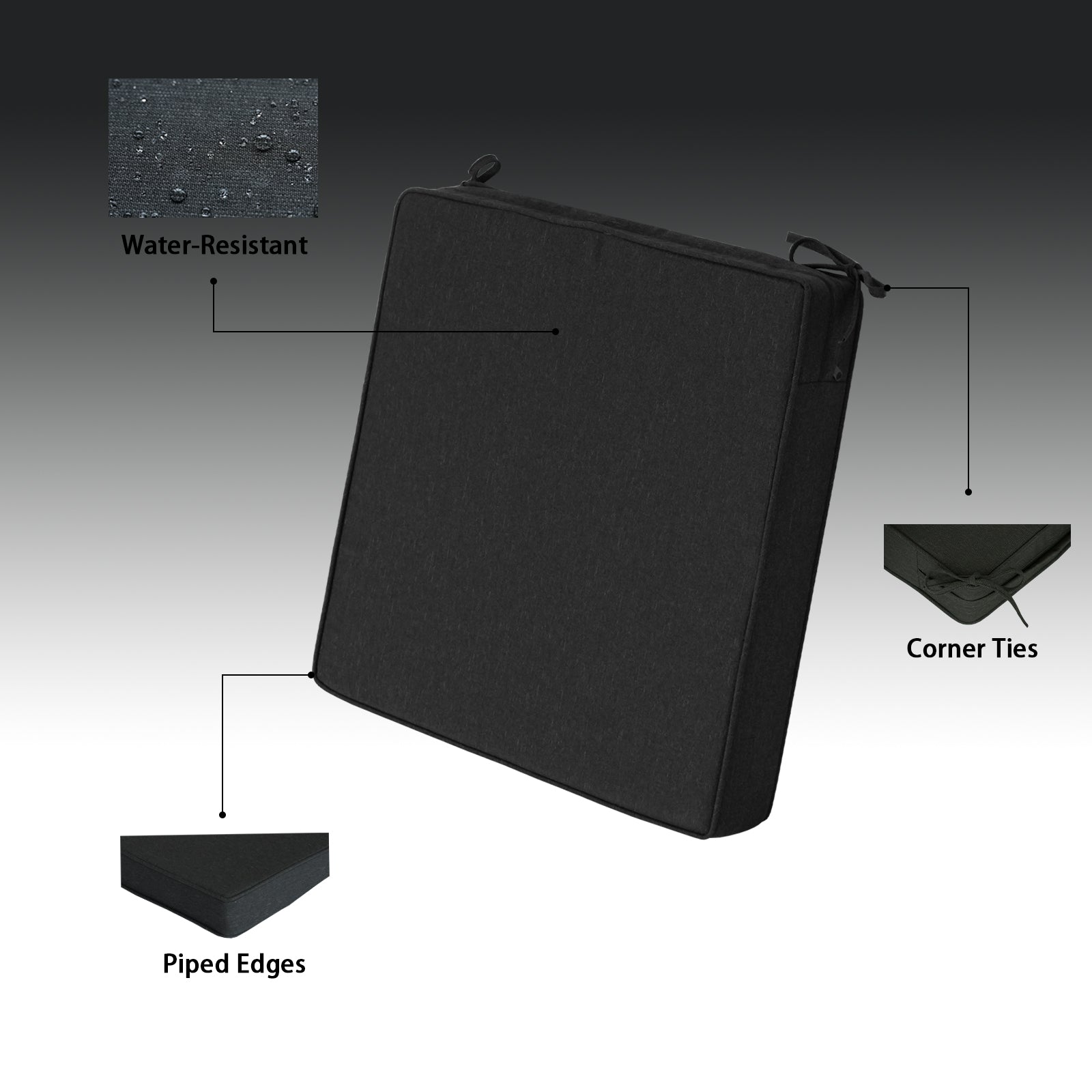 GoodGoods Outdoor Seat Cushion 20x20 in - Black - image 5