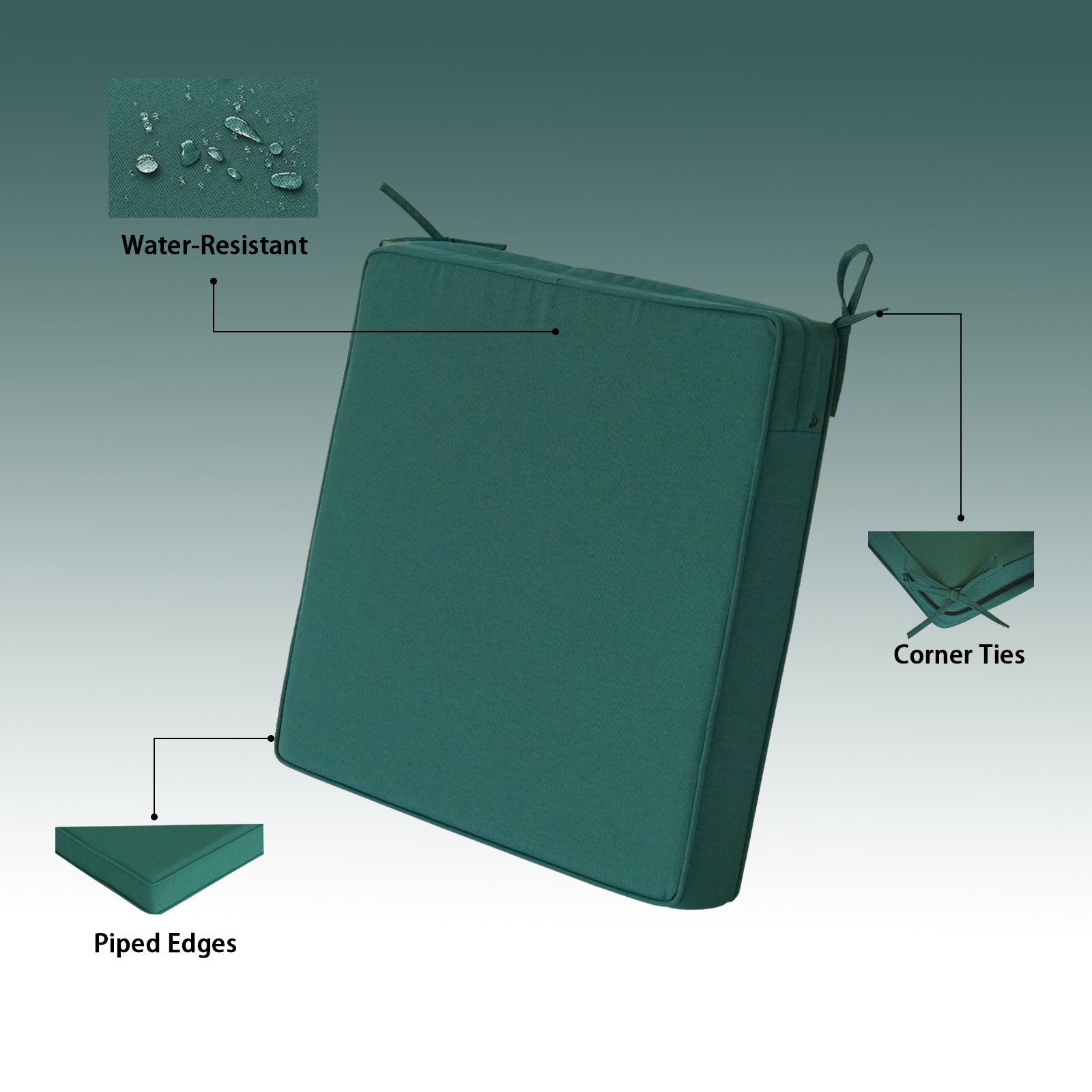GoodGoods Outdoor Seat Cushion 22x22 in - Deep Green - image 5