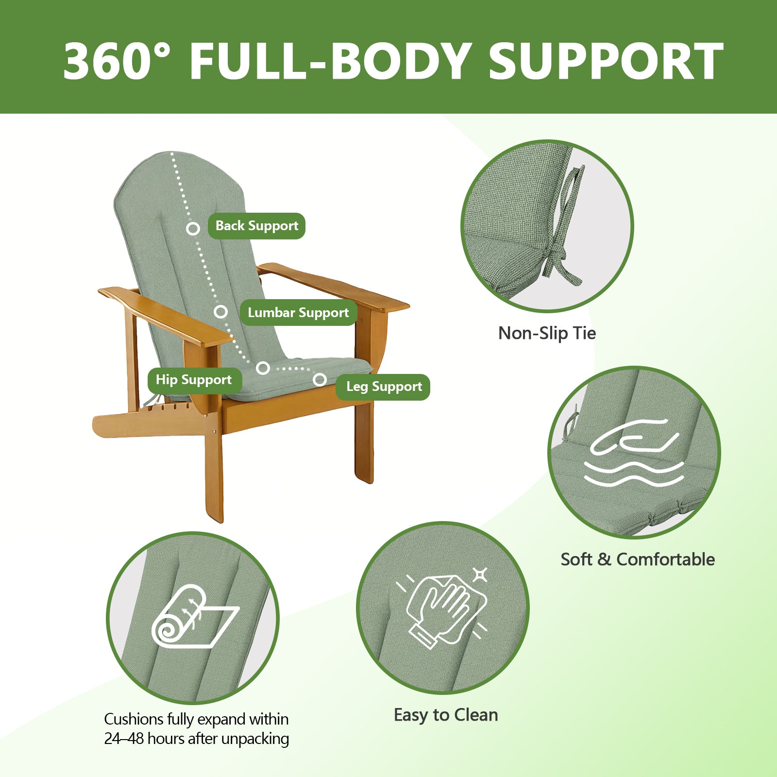GoodGoods Adirondack Chair Cushion 20x20 in – Sage Green