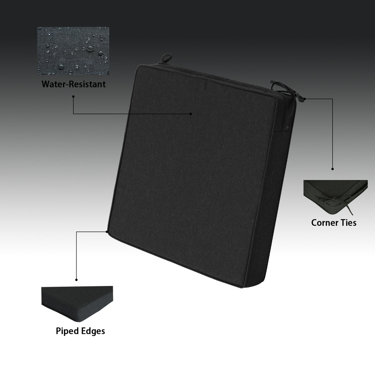 Goodgoods N Outdoor Seat Cushion 18.5x18.5 in - Black