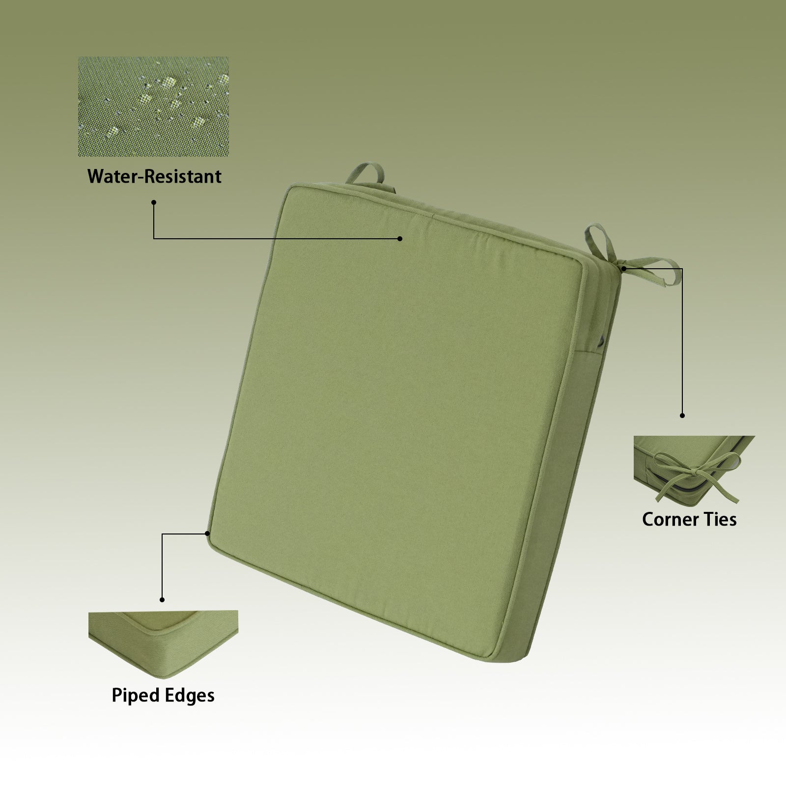GoodGoods Outdoor Seat Cushion 22x22 in - Light Green - image 5