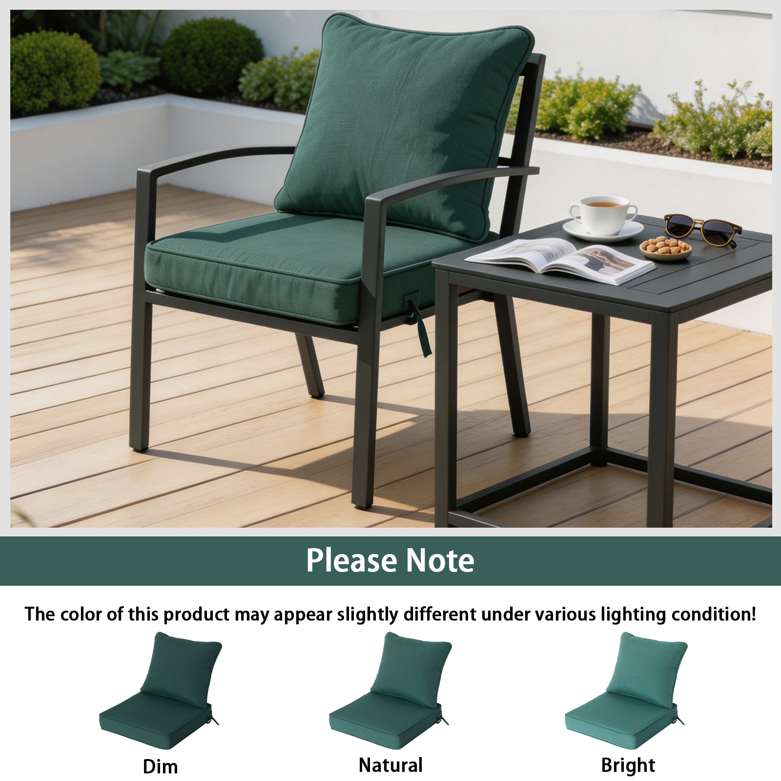 GoodGoods Deep Seat Outdoor Cushion Set 19x19 in - Deep Green lifestyle and product view 10