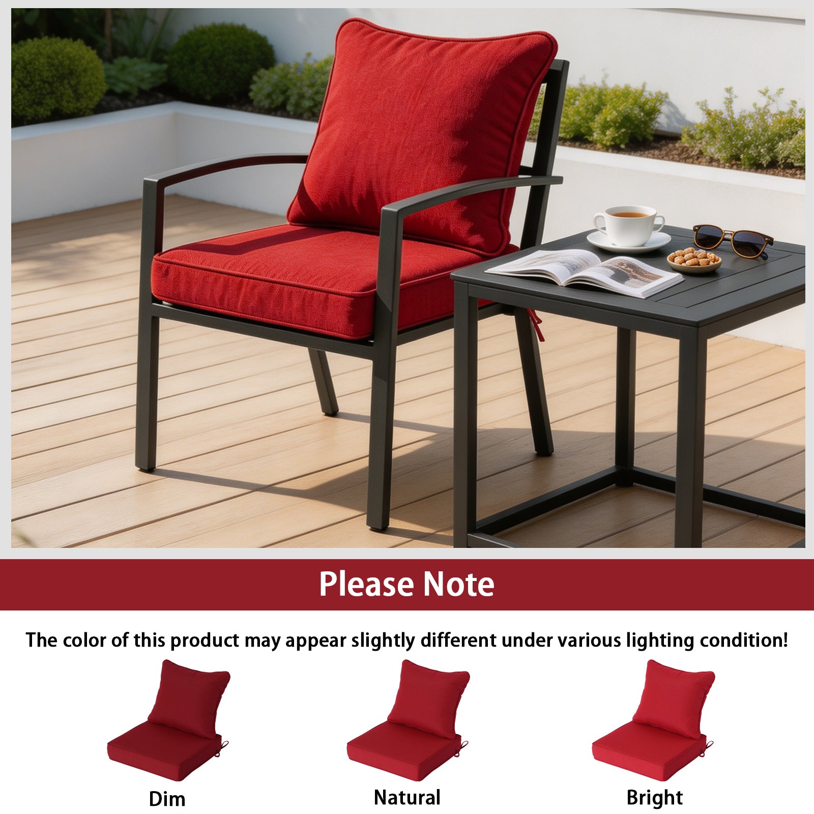 GoodGoods Deep Seat Outdoor Cushion Set 19x19 in - Red lifestyle and product view 10