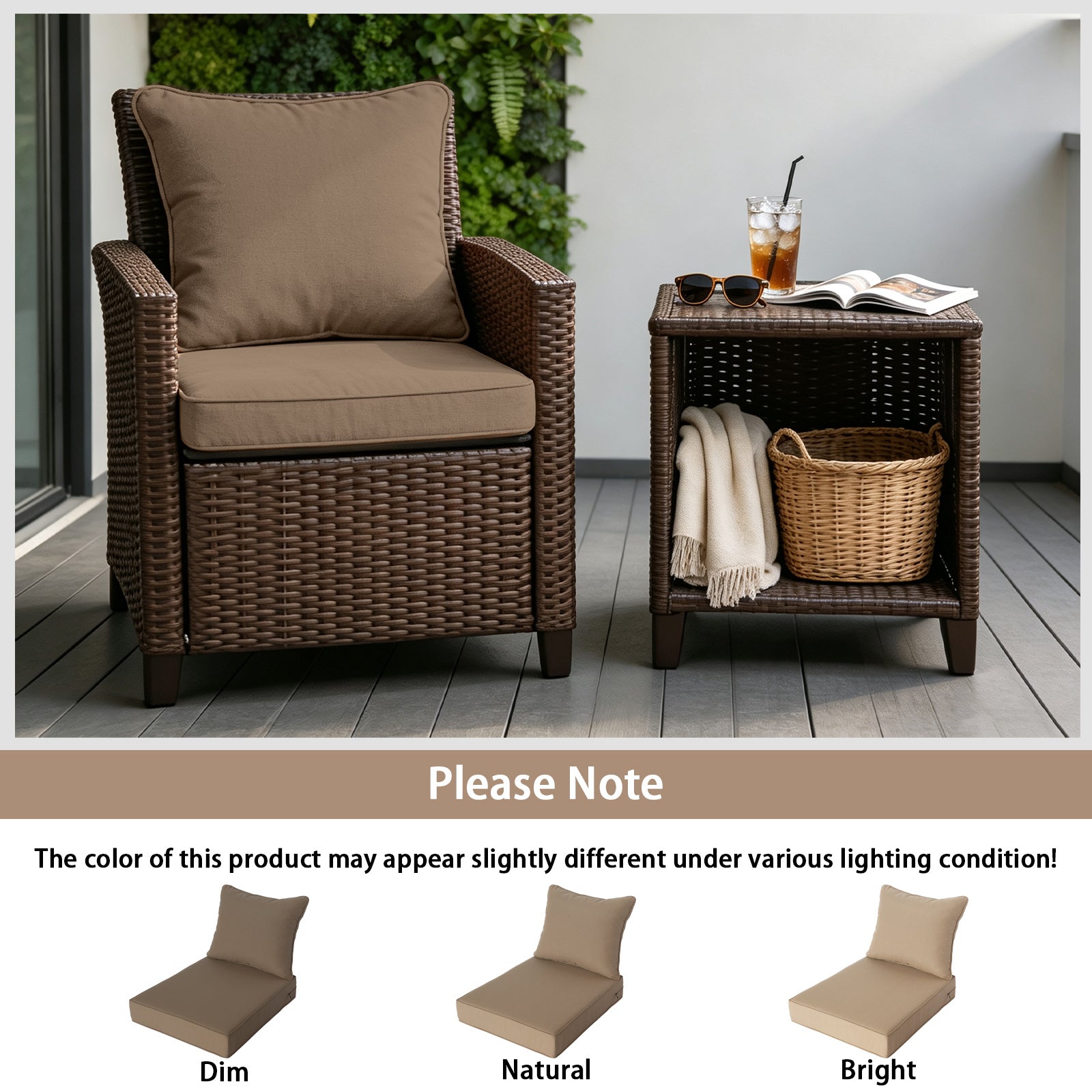 GoodGoods Deep Seat Outdoor Cushion Set 24x28 in - Brown lifestyle and product view 6