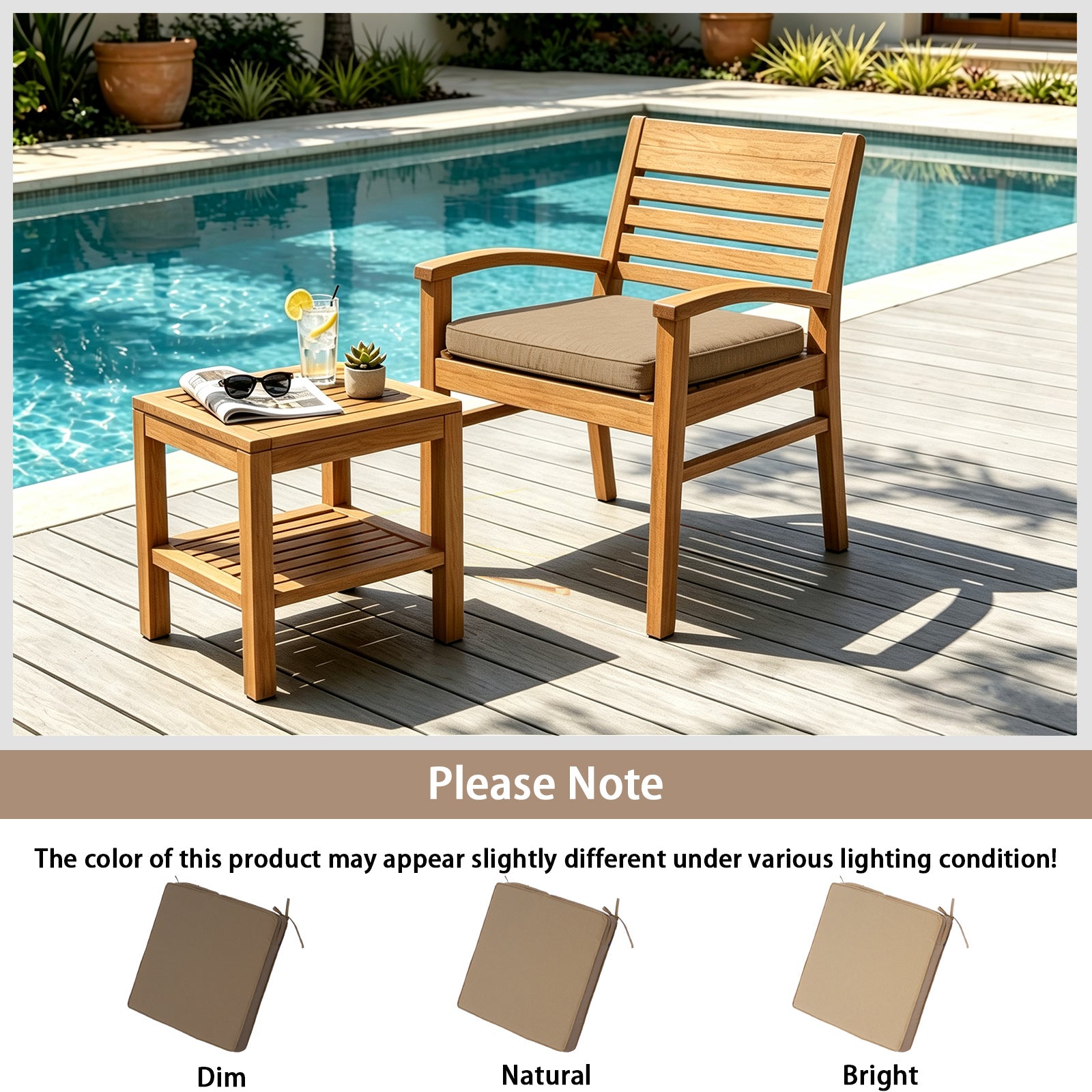 GoodGoods Outdoor Seat Cushion 22x22 in - Brown lifestyle and product view 12
