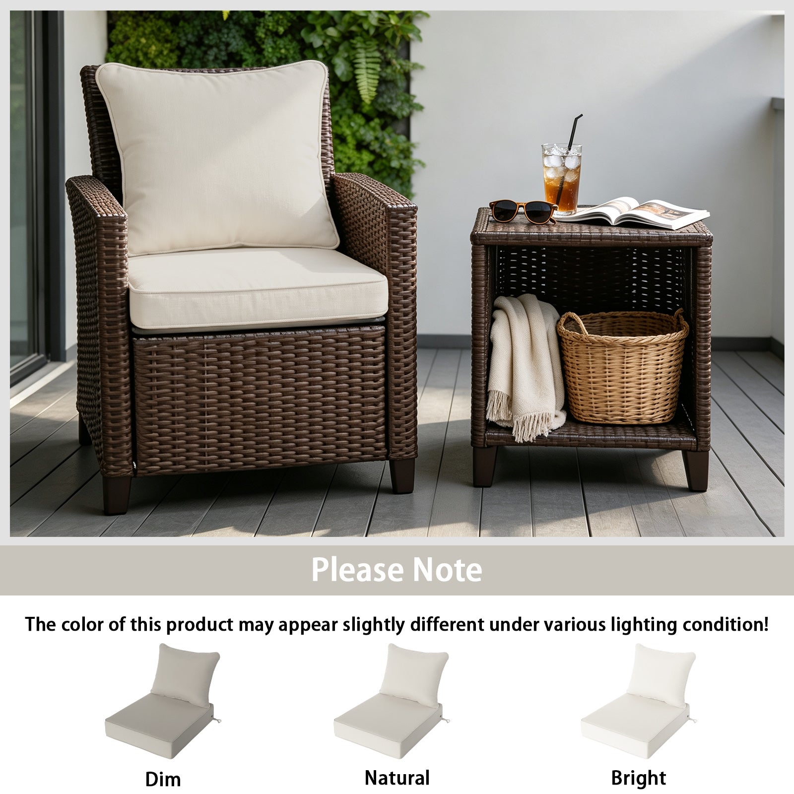 GoodGoods Deep Seat Outdoor Cushion Set 24x28 in - Beige lifestyle and product view 6