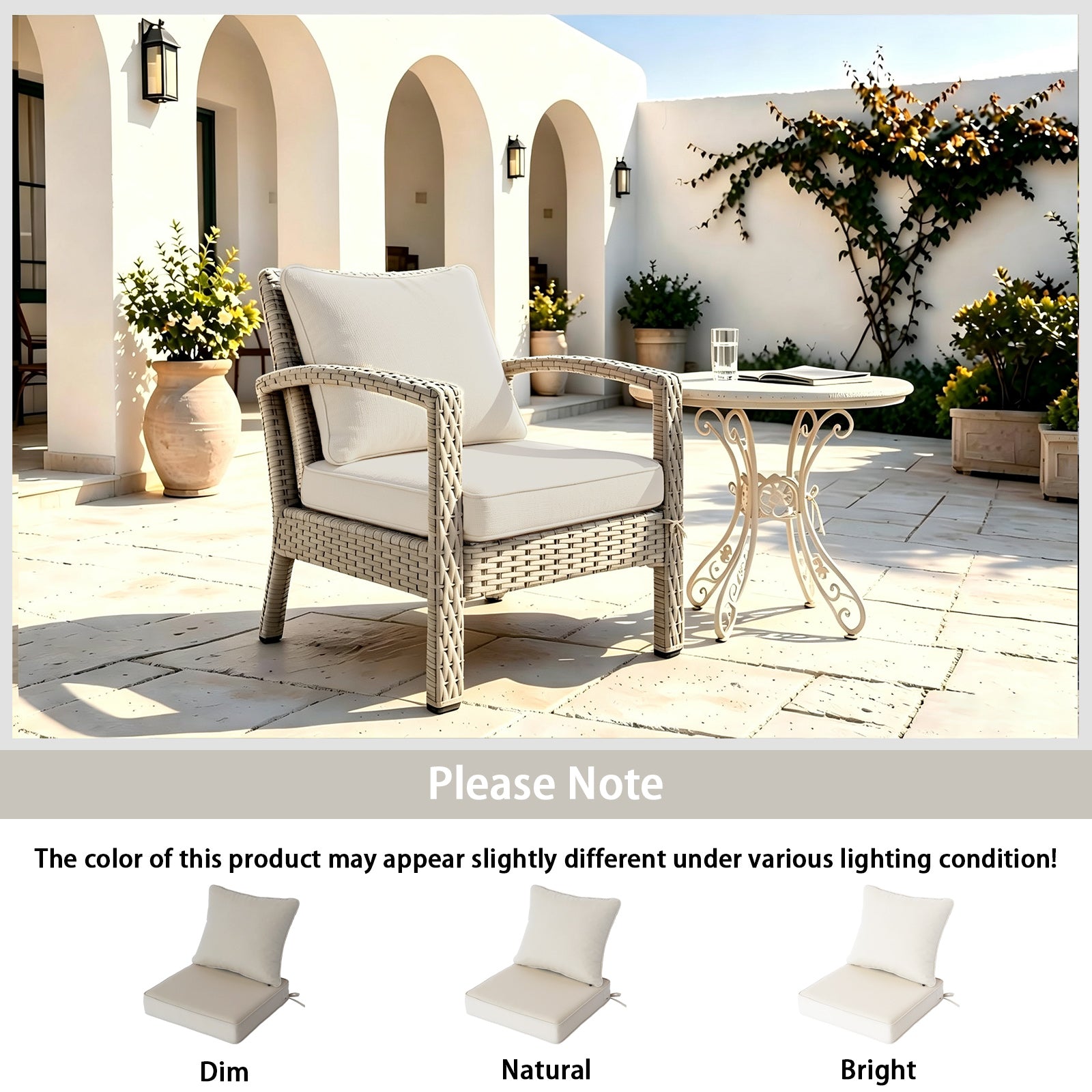 GoodGoods Deep Seat Outdoor Cushion Set 22x22 in - Beige lifestyle and product view 9