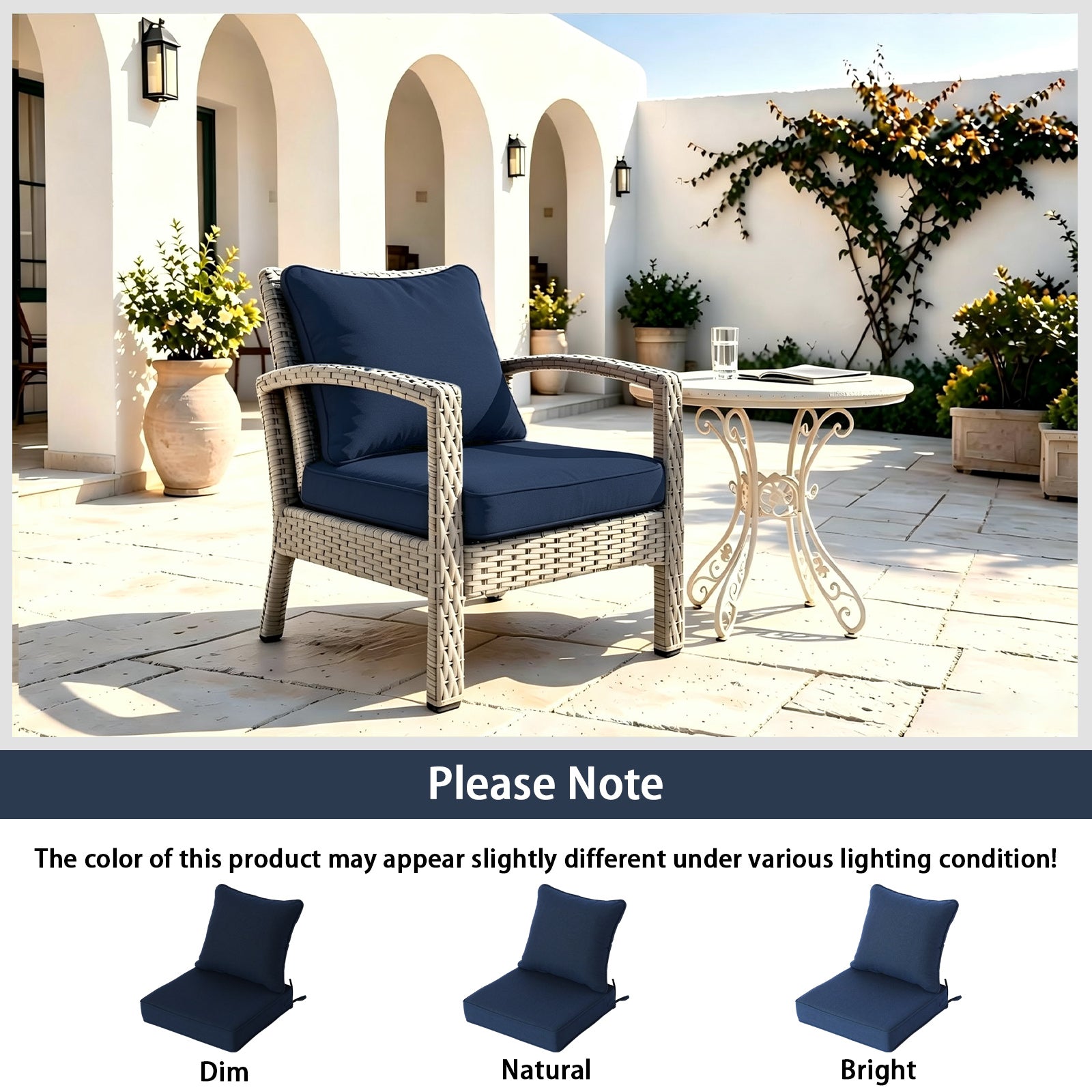 GoodGoods Deep Seat Outdoor Cushion Set 22x22 in - Dark Blue lifestyle and product view 9