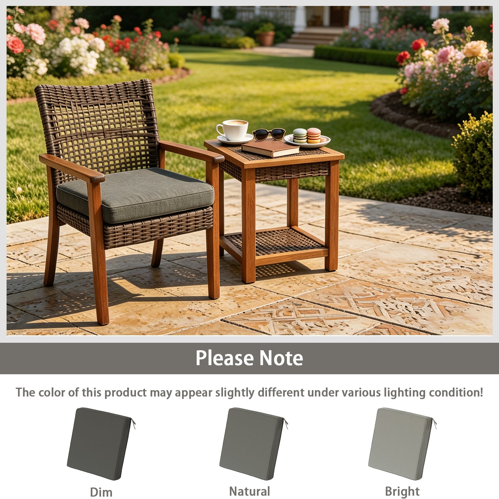 GoodGoods Outdoor Seat Cushion 24x24 in - Gray lifestyle and product view 8