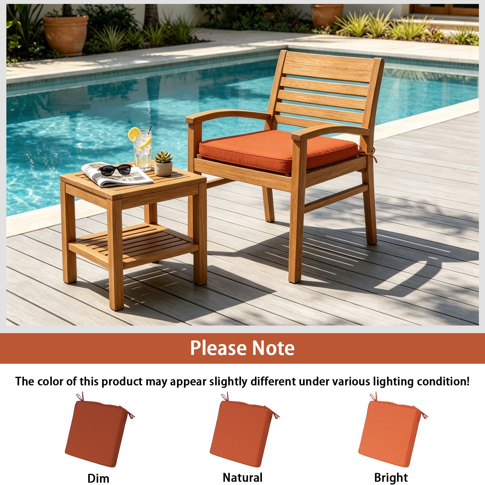 GoodGoods Outdoor Seat Cushion 22x22 in - Orange lifestyle and product view 12