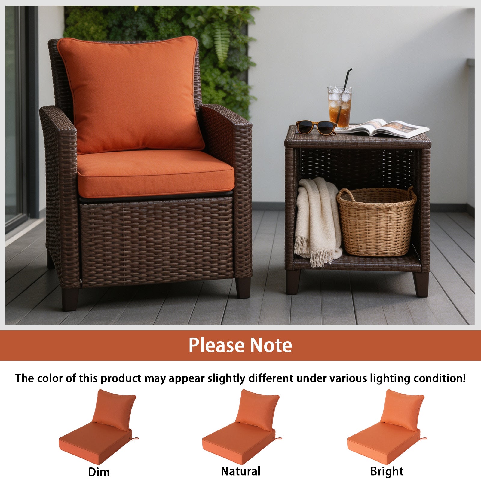 GoodGoods Deep Seat Outdoor Cushion Set 24x28 in - Orange lifestyle and product view 6