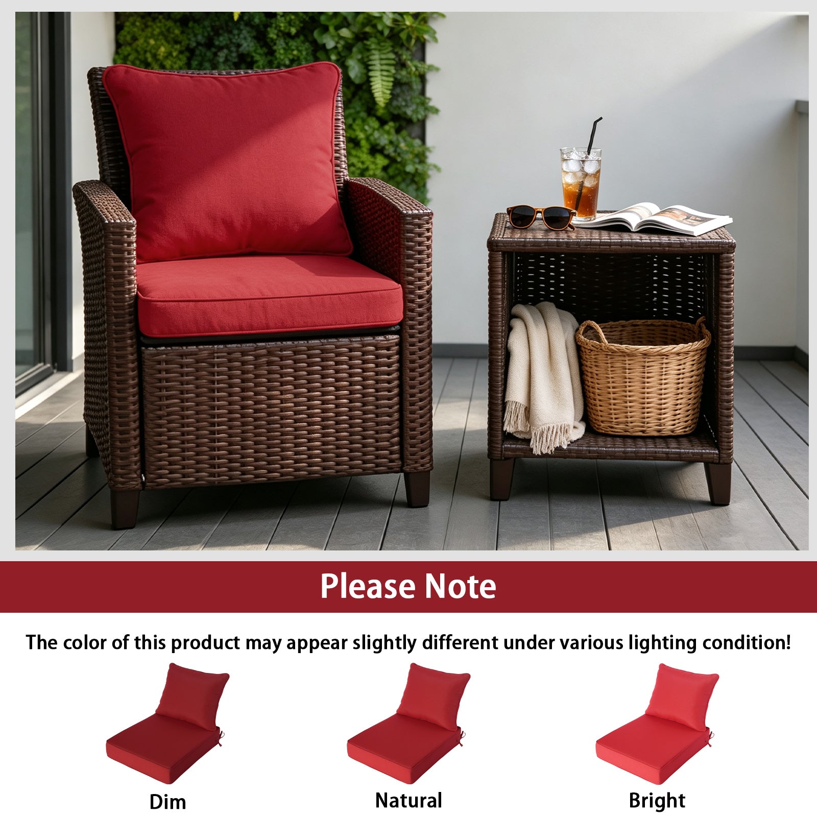 GoodGoods Deep Seat Outdoor Cushion Set 24x28 in - Red lifestyle and product view 6