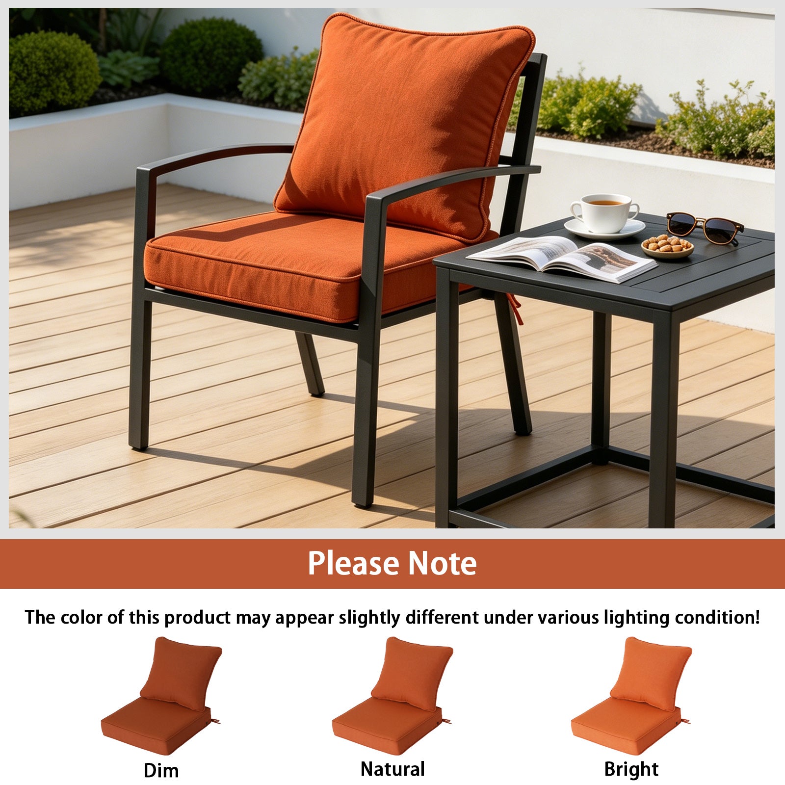 GoodGoods Deep Seat Outdoor Cushion Set 24x24 in - Orange lifestyle and product view 8