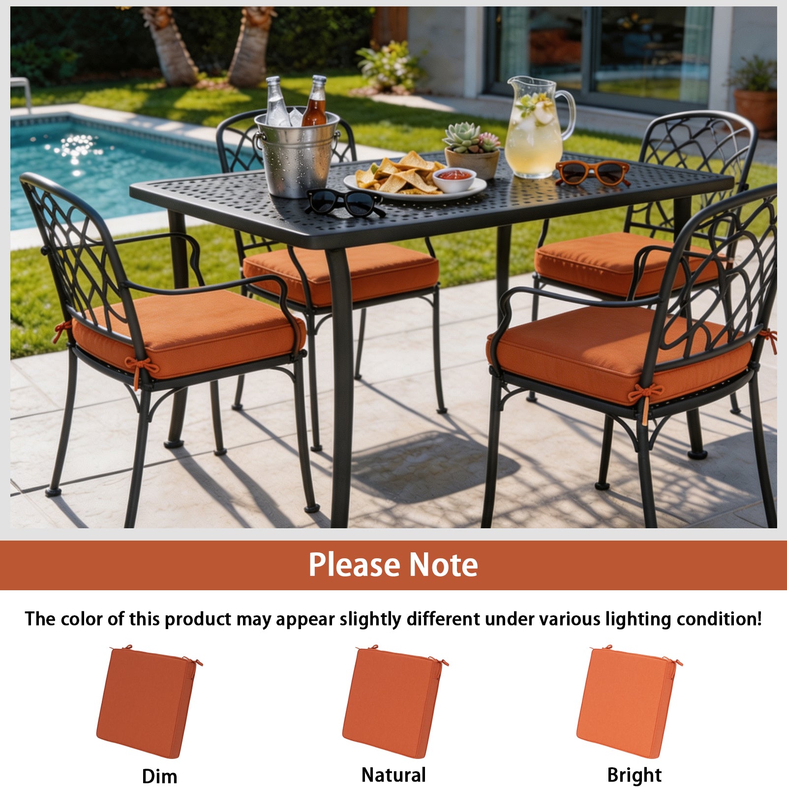 GoodGoods Outdoor Seat Cushion 22x22 in - Orange - image 6