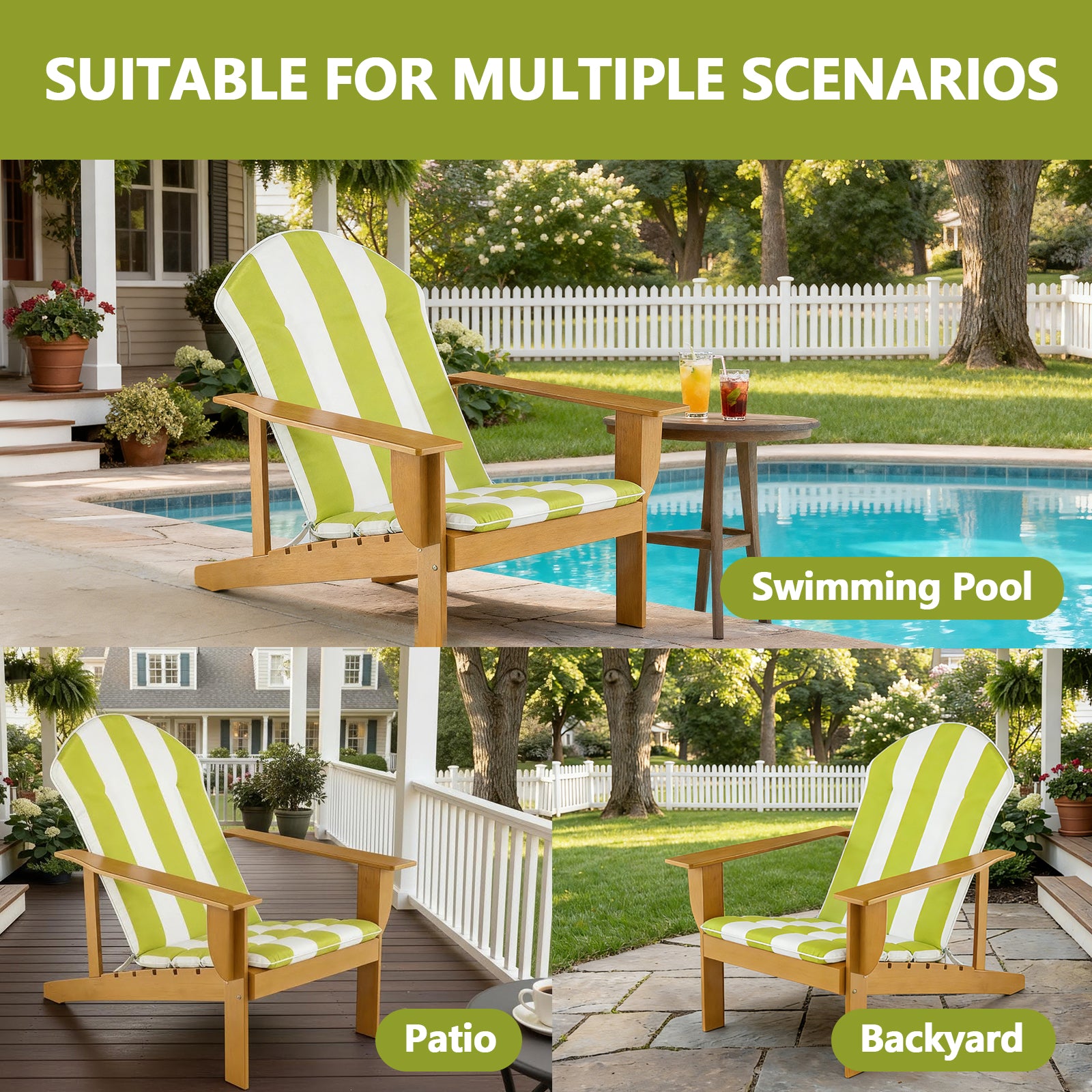 GoodGoods Adirondack Chair Cushion 20x20 in – Cabana Stripe Yellow