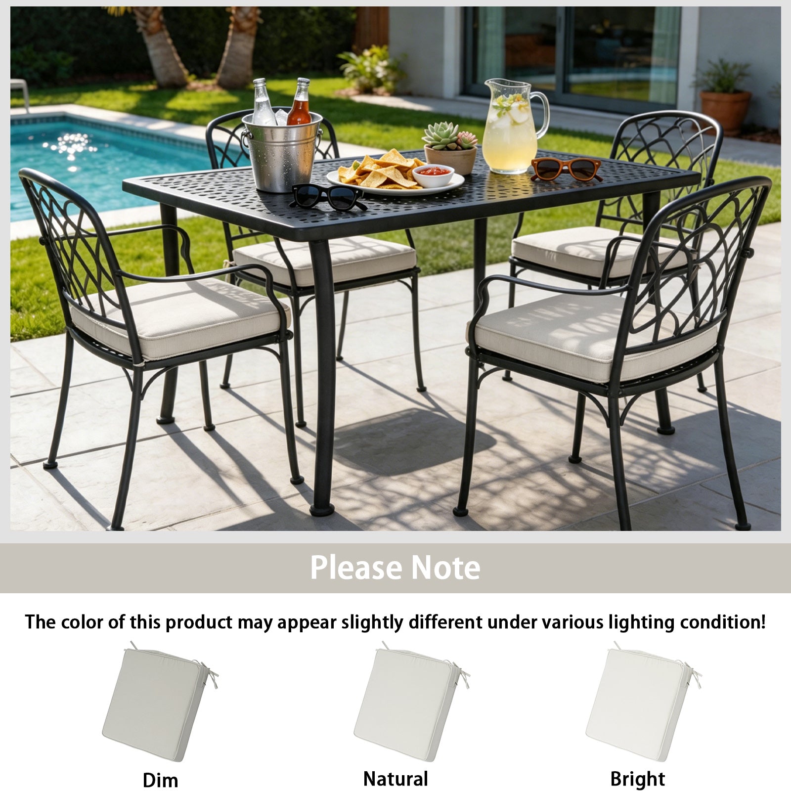 GoodGoods Outdoor Seat Cushion 22x22 in - Beige lifestyle and product view 13