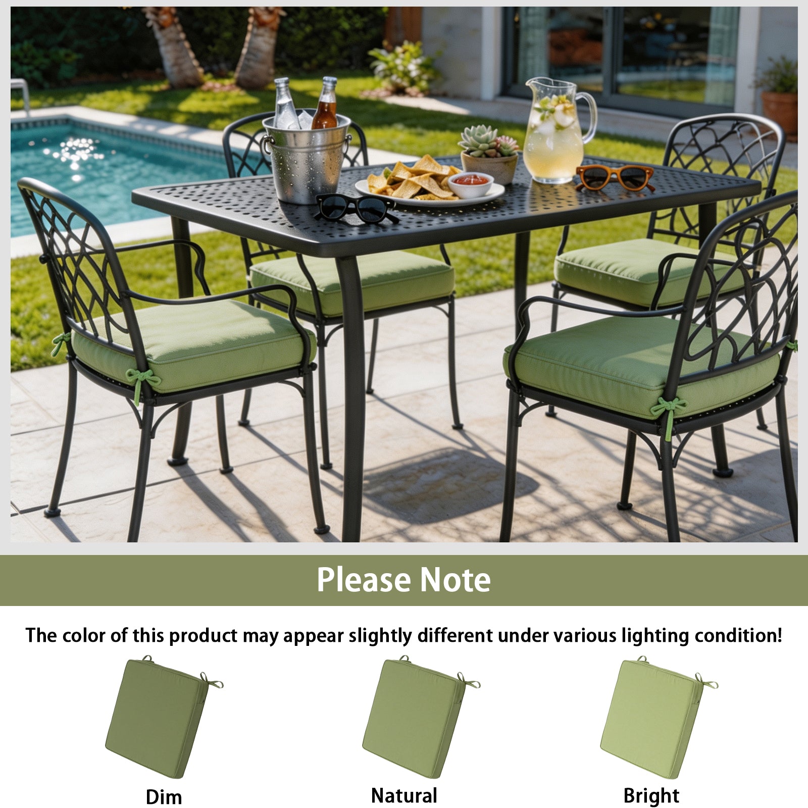 GoodGoods Outdoor Seat Cushion 22x22 in - Light Green - image 6