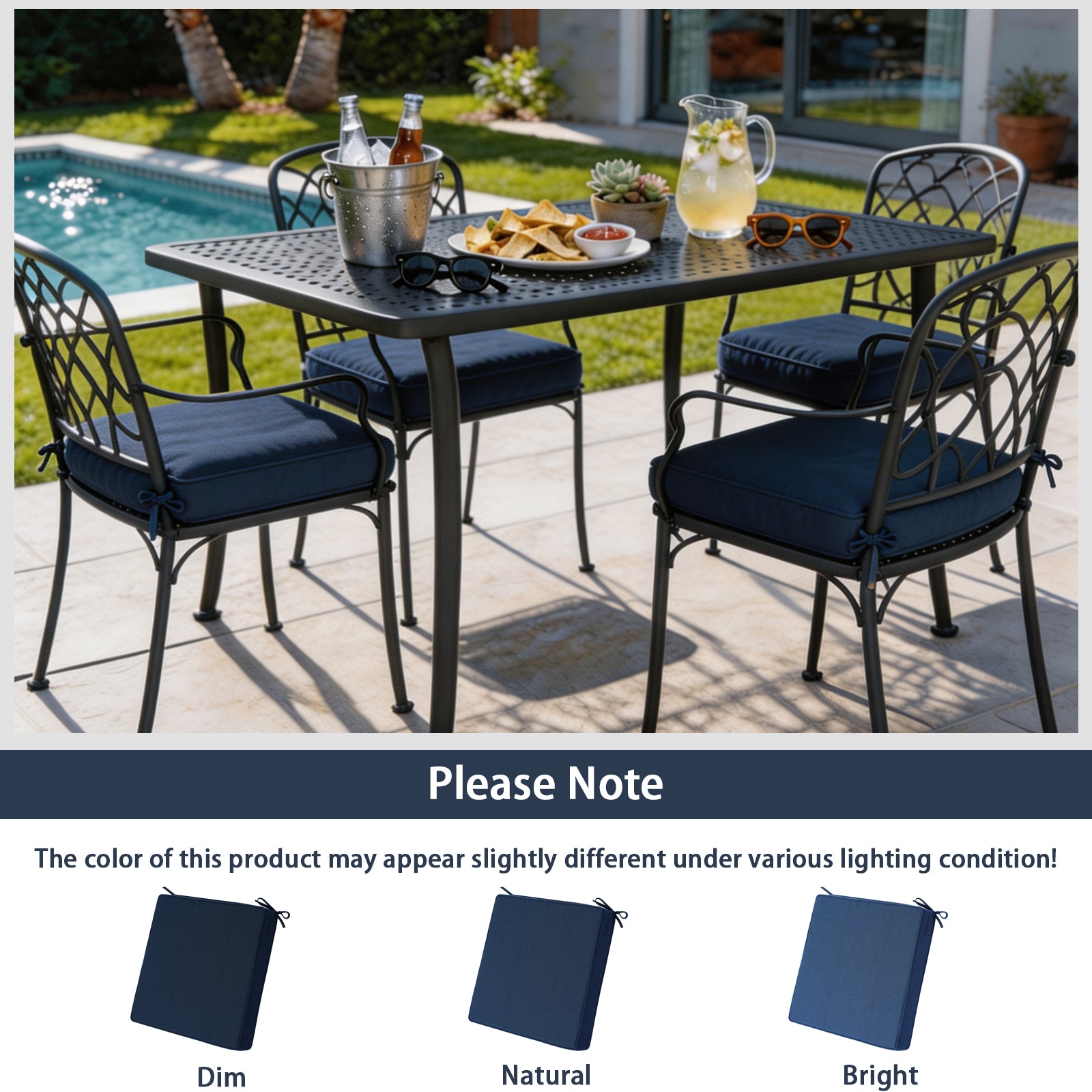 GoodGoods Outdoor Seat Cushion 22x22 in - Dark Blue - image 6