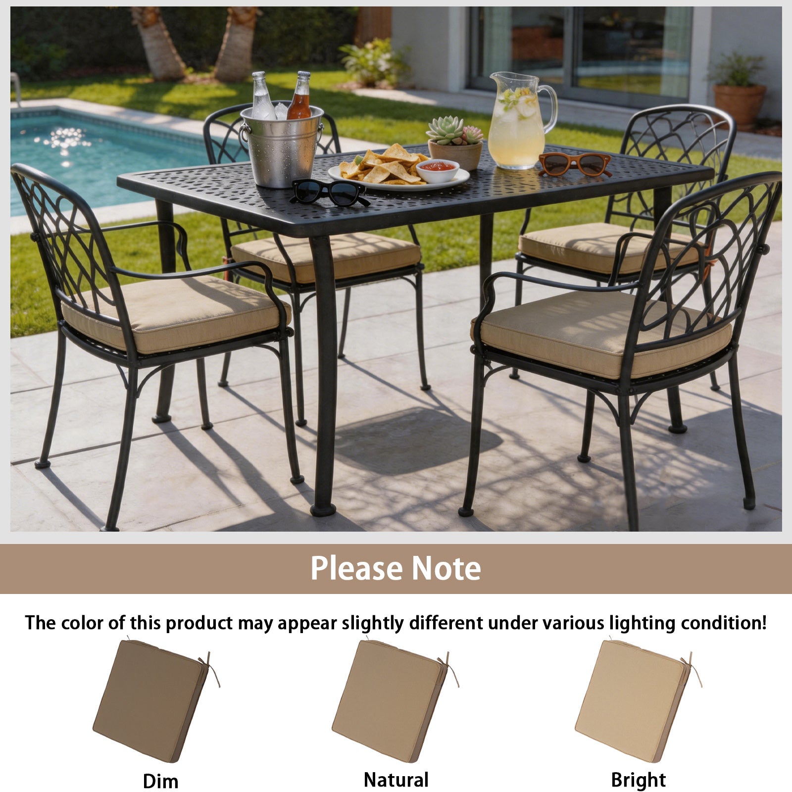 GoodGoods Outdoor Seat Cushion 22x22 in - Brown lifestyle and product view 13