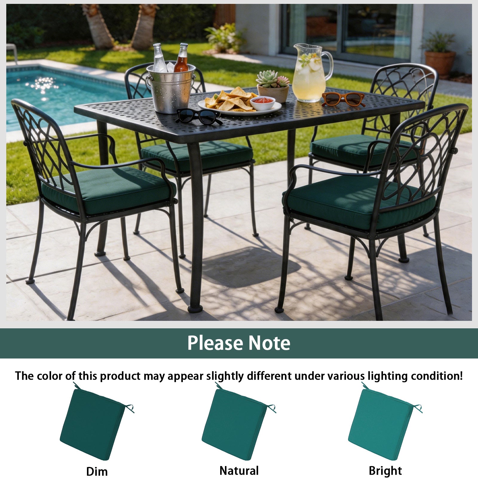 GoodGoods Outdoor Seat Cushion 20x20 in - Deep Green lifestyle and product view 10