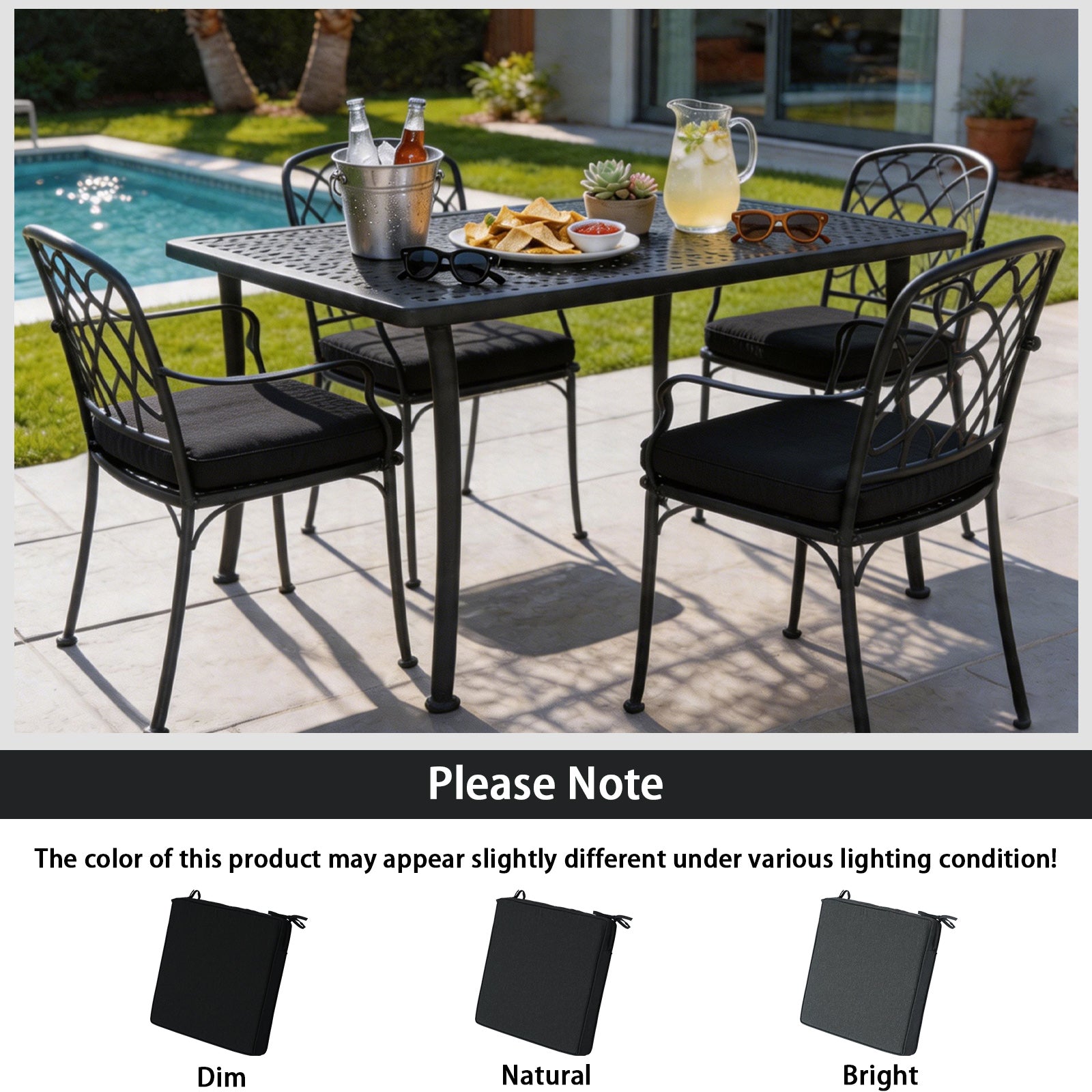 GoodGoods Outdoor Seat Cushion 22x22 in - Black lifestyle and product view 13