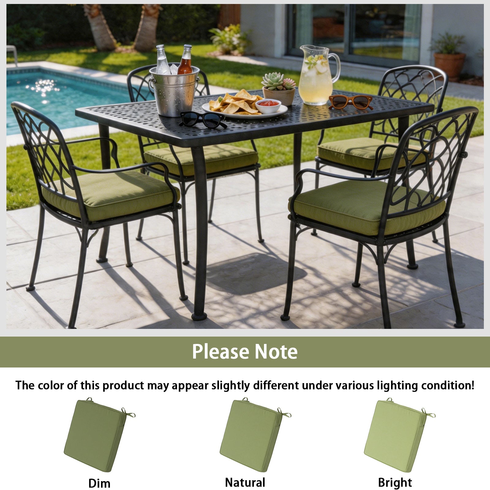 GoodGoods Outdoor Seat Cushion 22x22 in - Light Green lifestyle and product view 13
