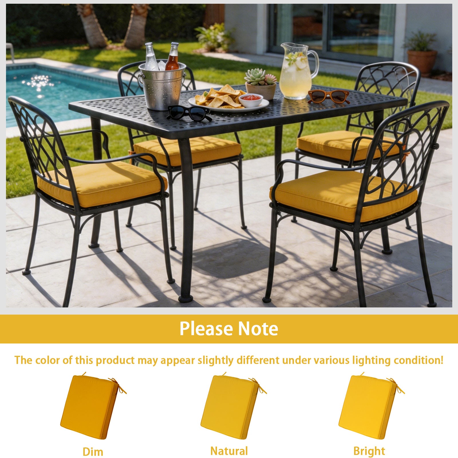 GoodGoods Outdoor Seat Cushion 22x22 in - Yellow lifestyle and product view 13