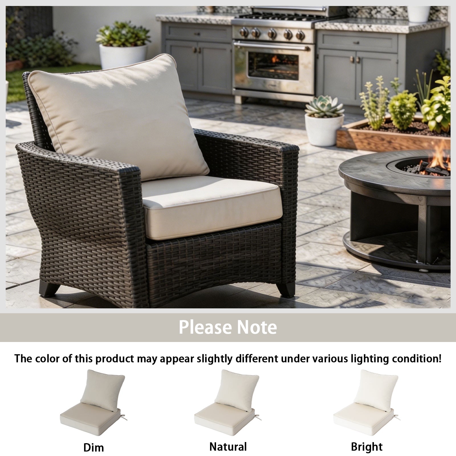 GoodGoods Deep Seat Outdoor Cushion Set 24x24 in - Beige lifestyle and product view 8