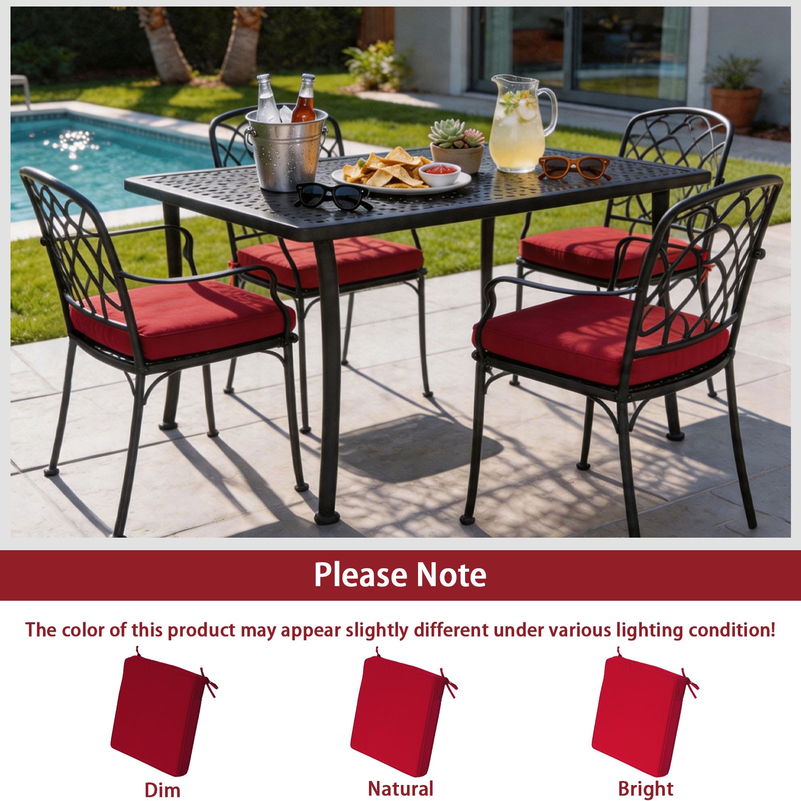 GoodGoods Outdoor Seat Cushion 20x20 in - Red lifestyle and product view 10