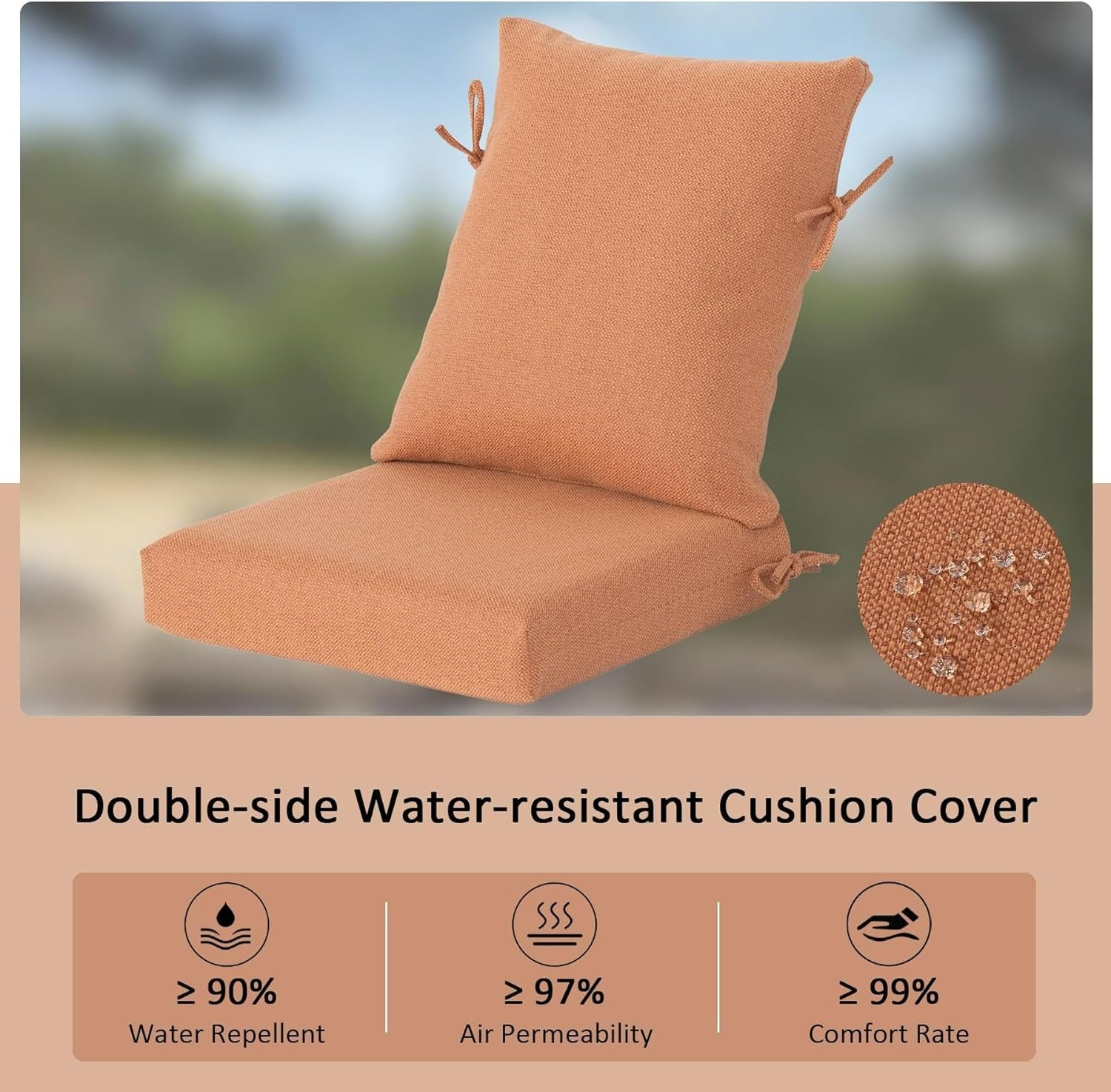 The Sun-Kissed Lounge Cushion Pair 20x20 in 2 Pads- Tangerine
