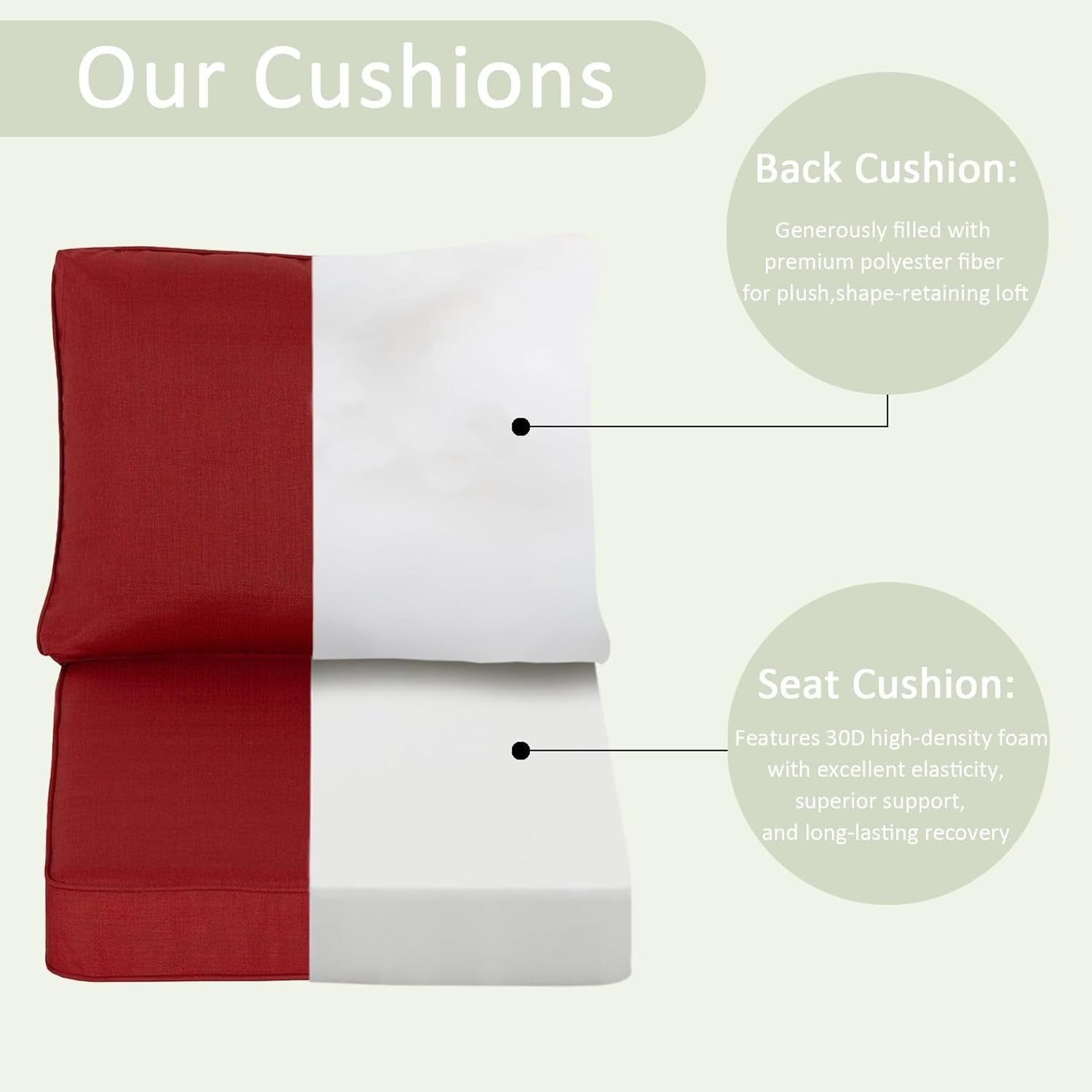 Deluxe Outdoor Deep Seating 24x27.4 in 2 Packs - Chili