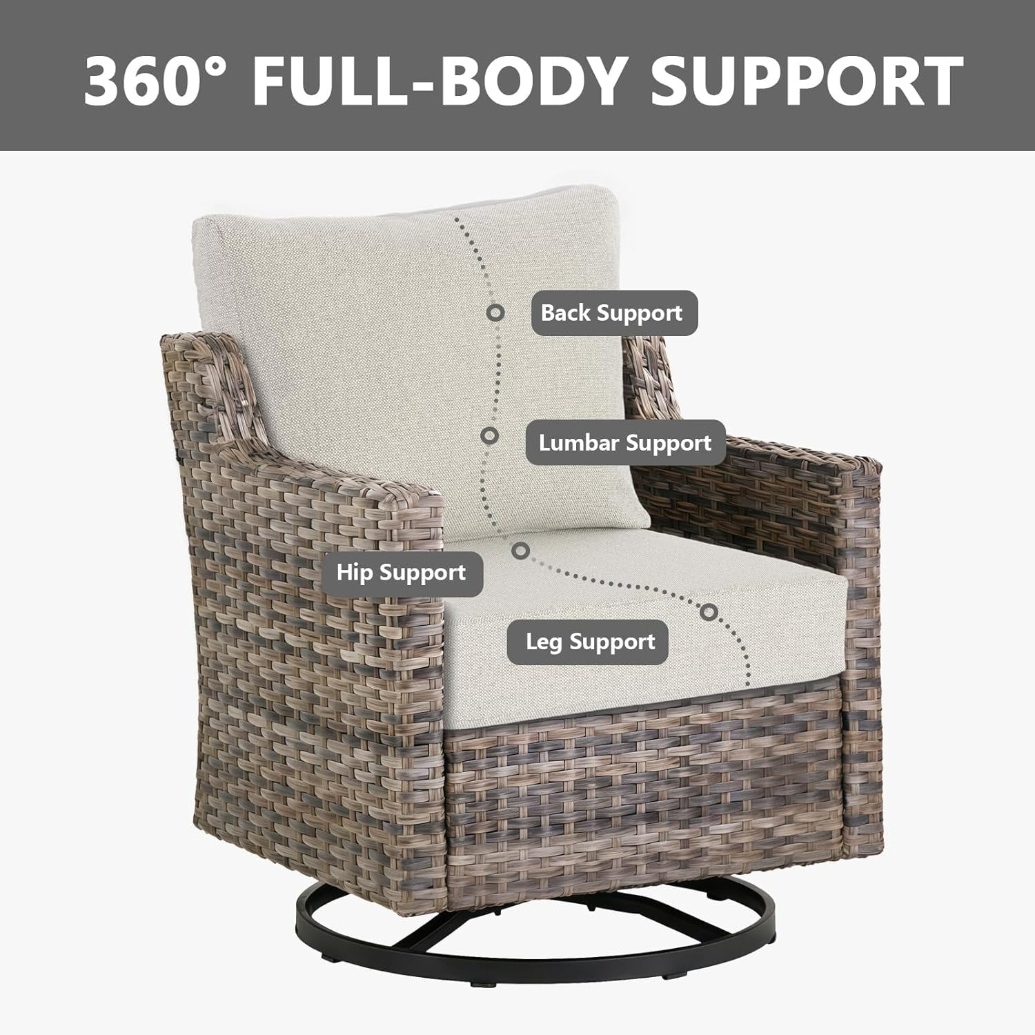 GoodGoods Deep Seat Cushion 24x24 in 2 Packs - Light Gray