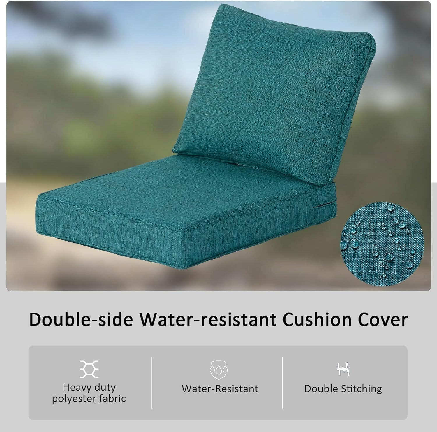 Premium Deep Seat Patio Cushion 24x24 in 2 Packs - Malachite
