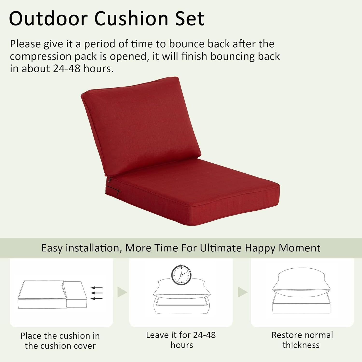 Deluxe Outdoor Deep Seating 24x27.4 in 2 Packs - Chili
